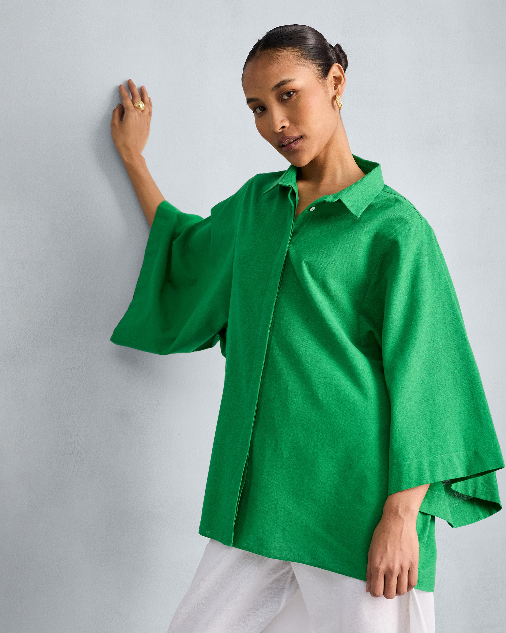 Drop Armhole Shirt - Green