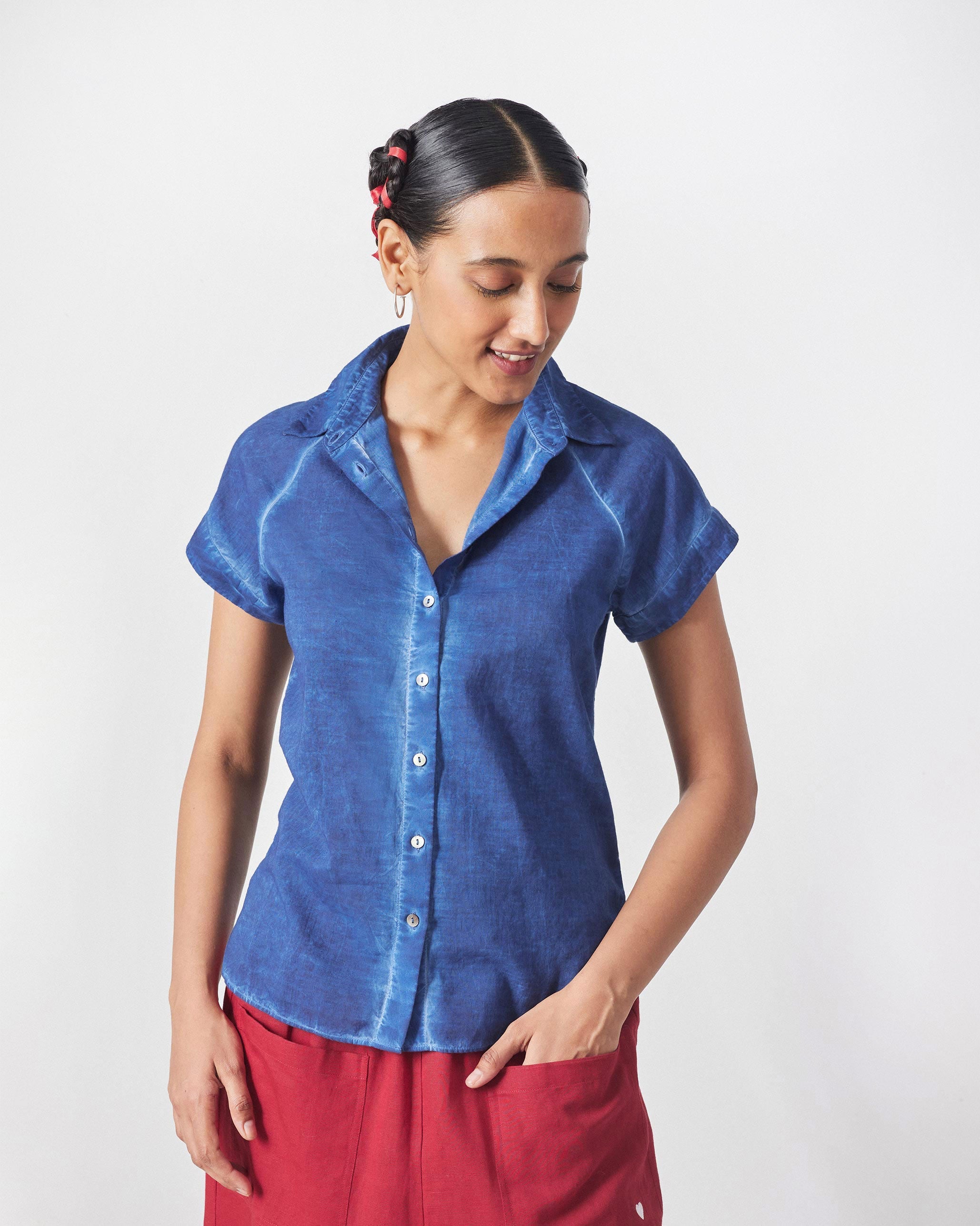 Raglan Sleeves Shirt - Blue