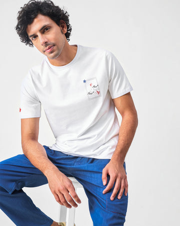 Fuji Flying Crane T-shirt - White & Red Crane