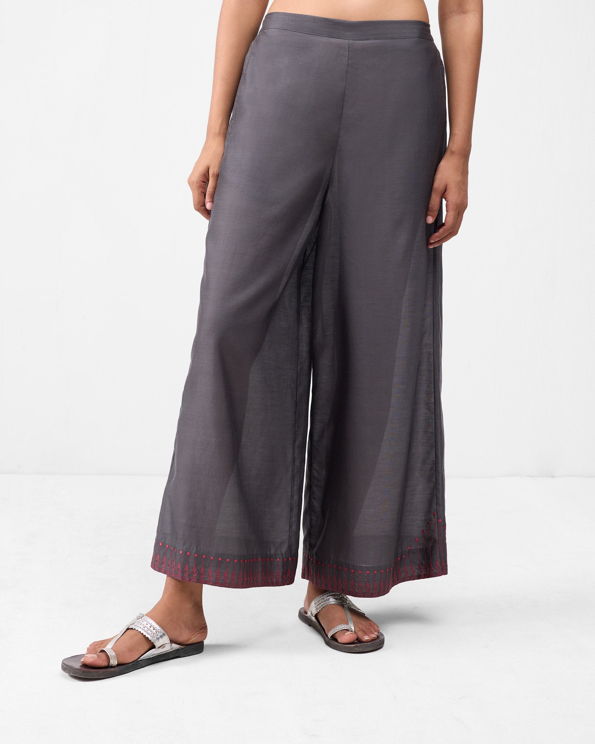 Basic Pyjamas - Charcoal & Watermelon Embroidered