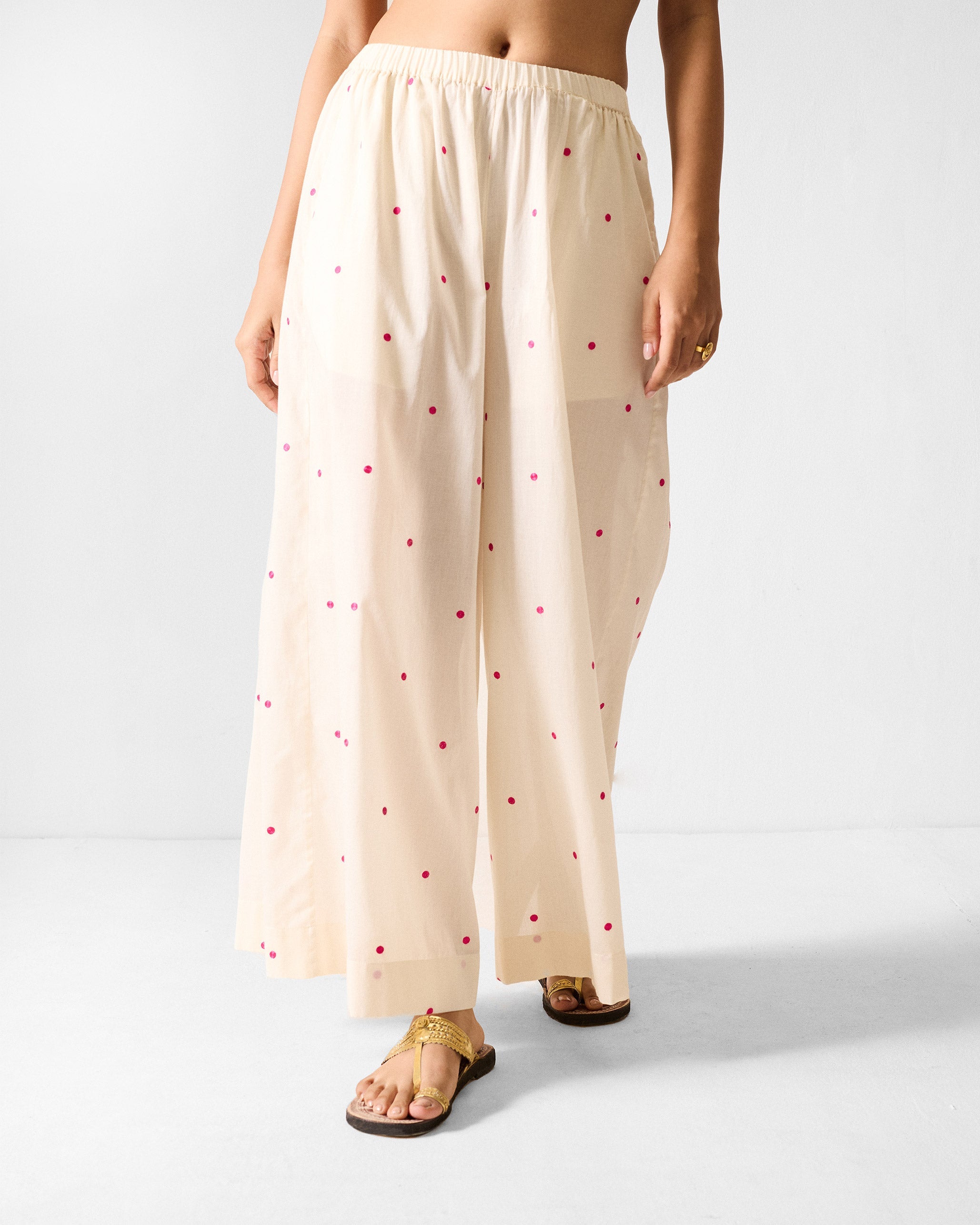 Classic Pyjamas - Ivory & Fuchsia Embroidered