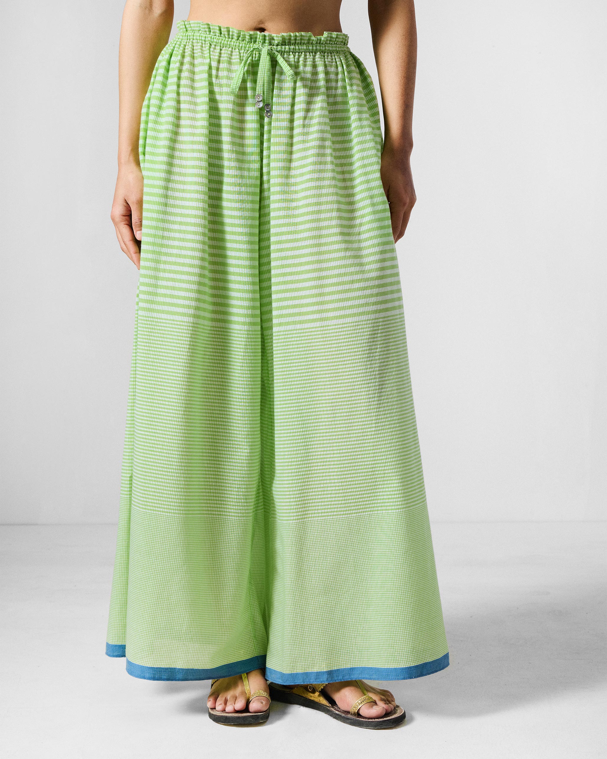 Paperbag Pants - Light Green & White Checks