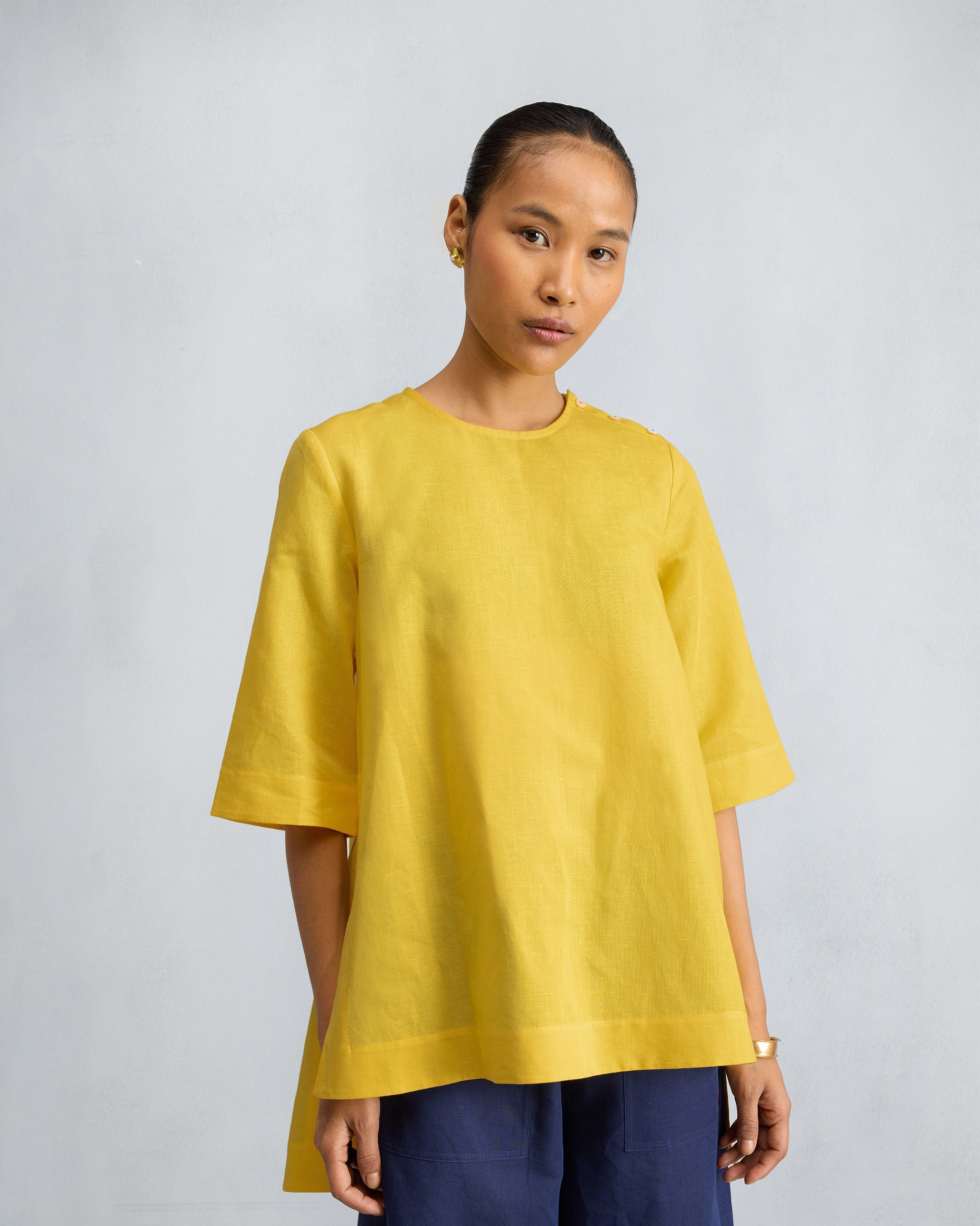 High Slit Top - Yellow