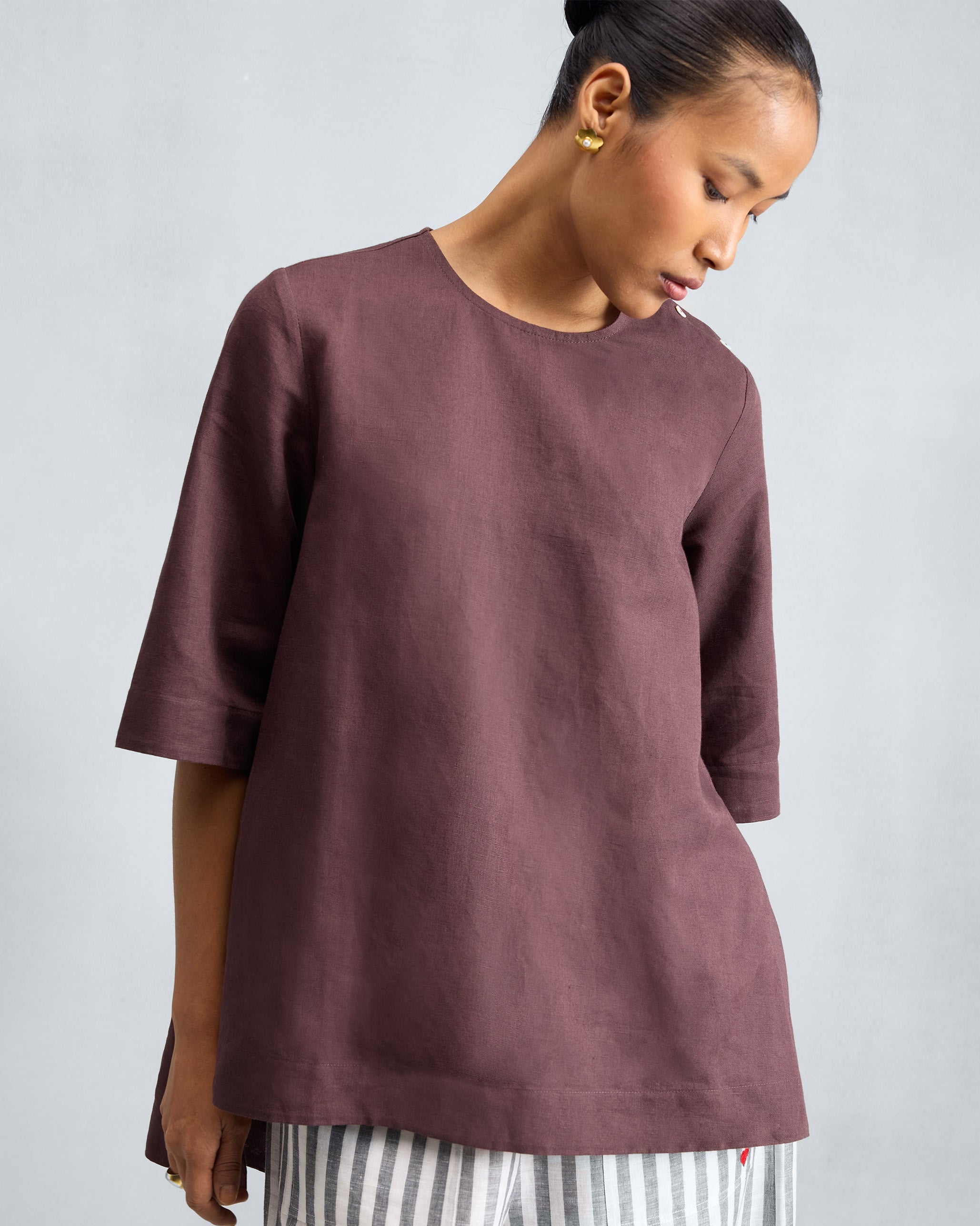 High Slit Top - Chocolate Plum