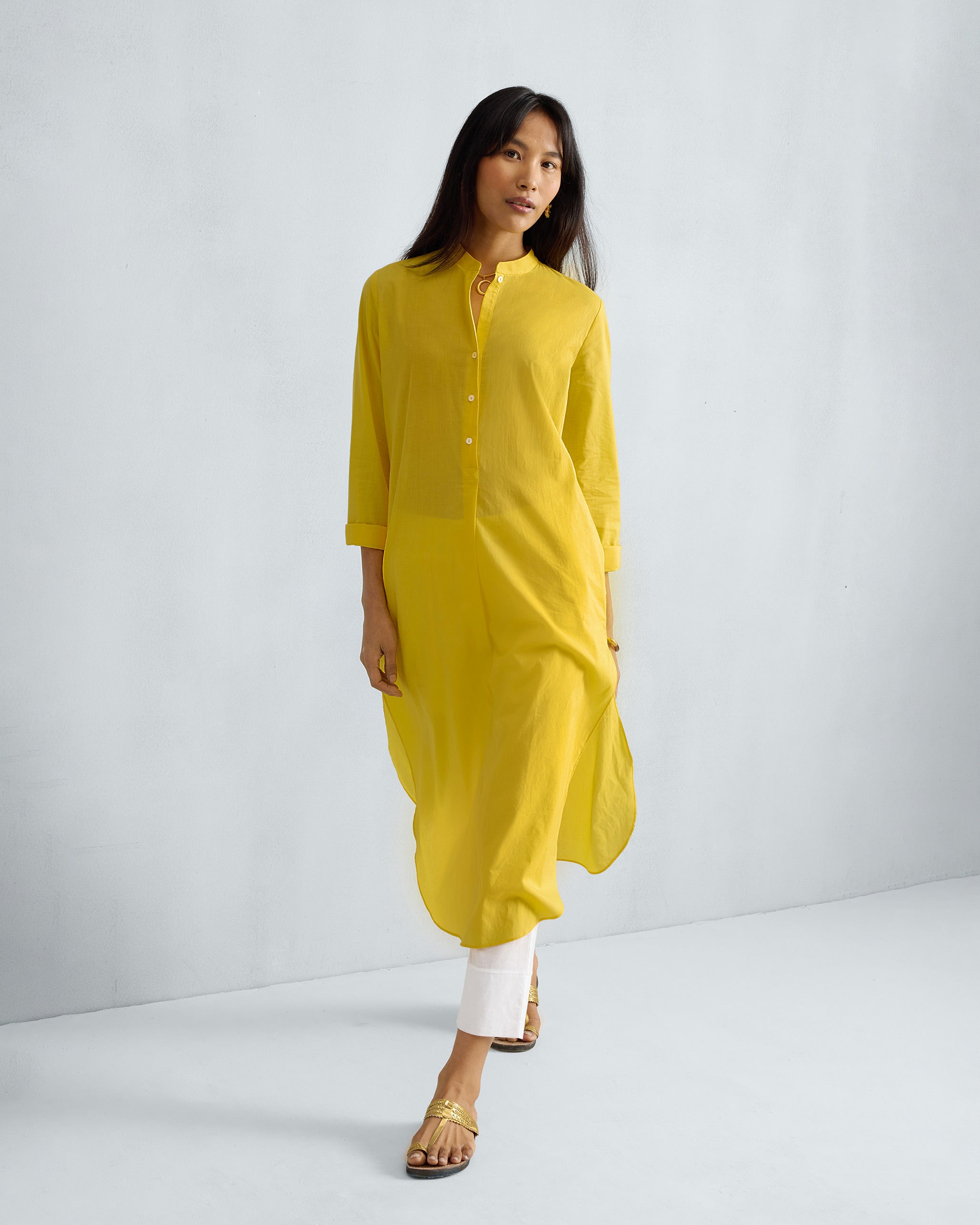 Basic Long Kurta - Yellow