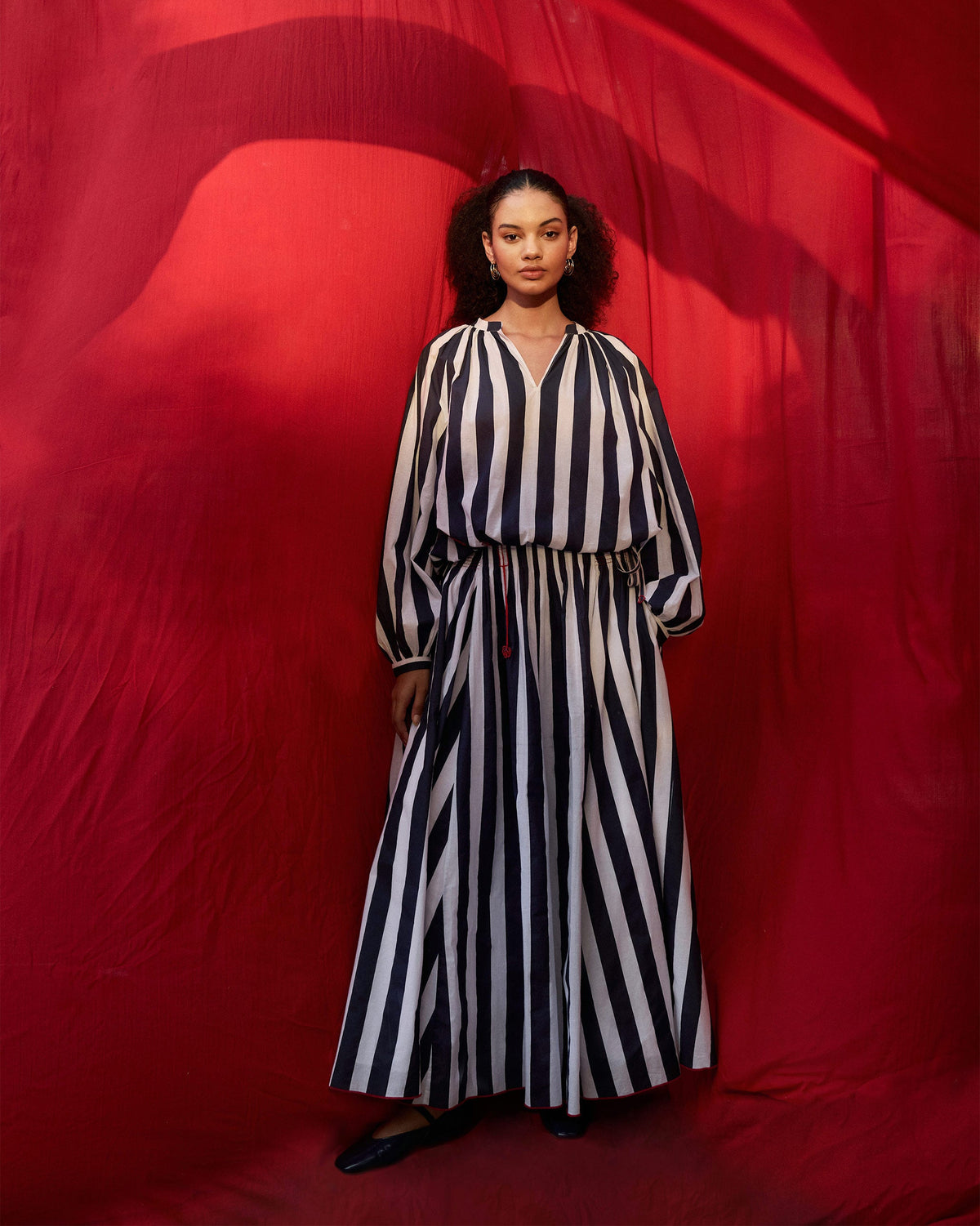 Zaya Top - Navy Blue & White Stripes
