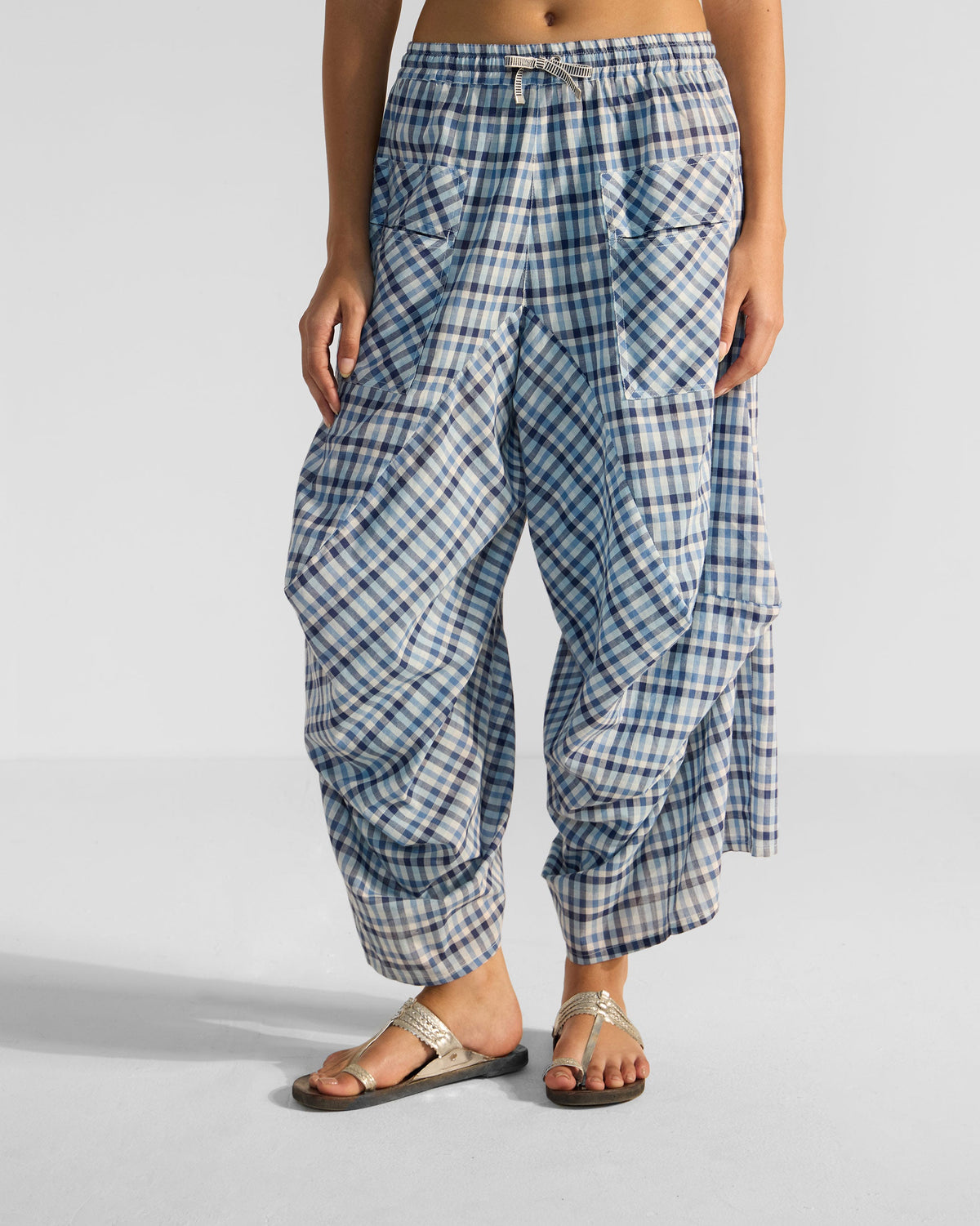 Yoka Trousers - Blue & White Checks