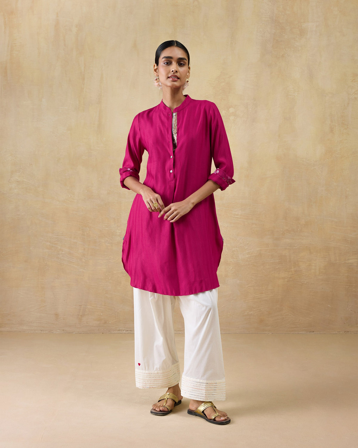 Basic Mid Length Kurta - Silk Blend Regular Fit