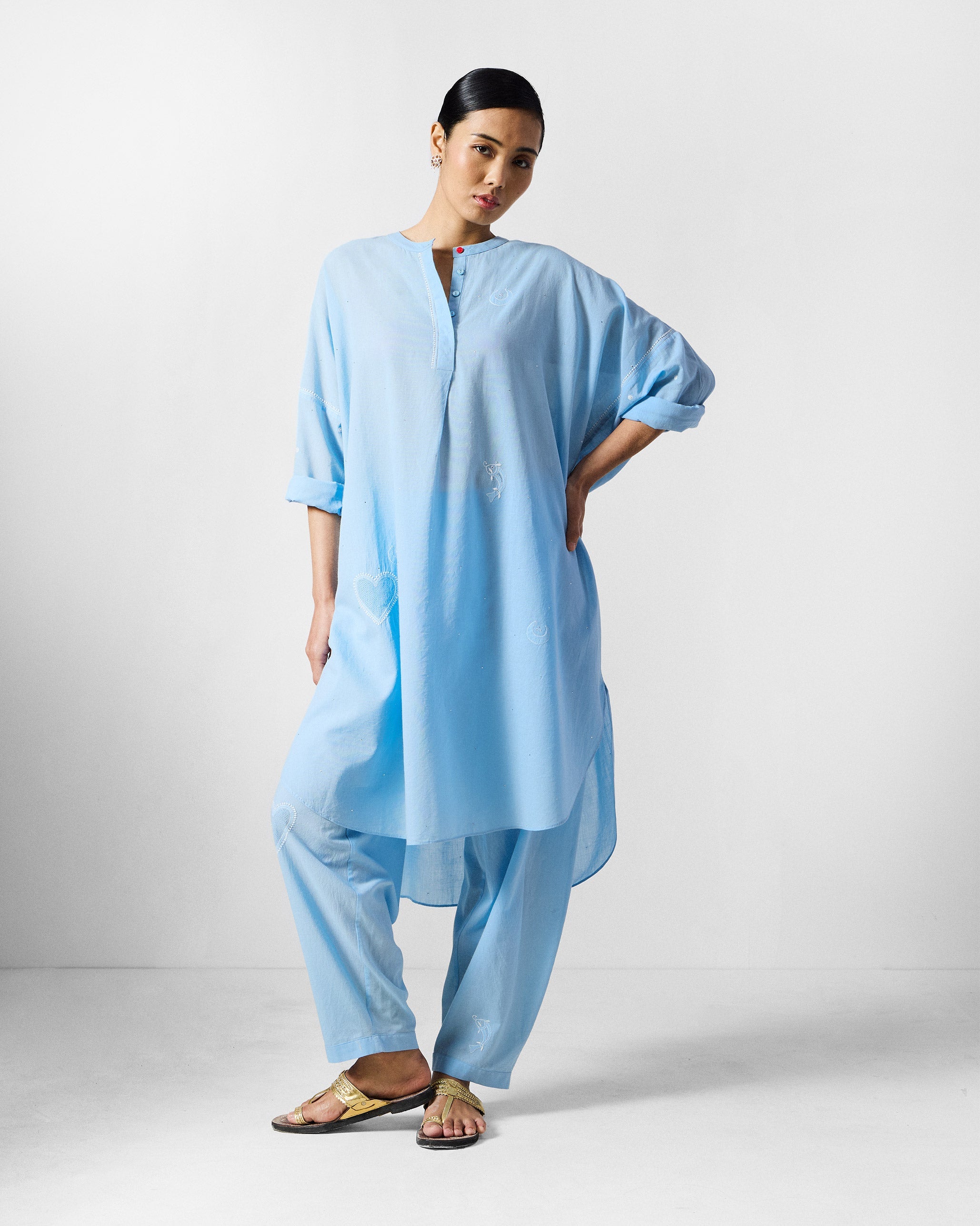 The Lazy Sunday Tunic Set - Ice Blue
