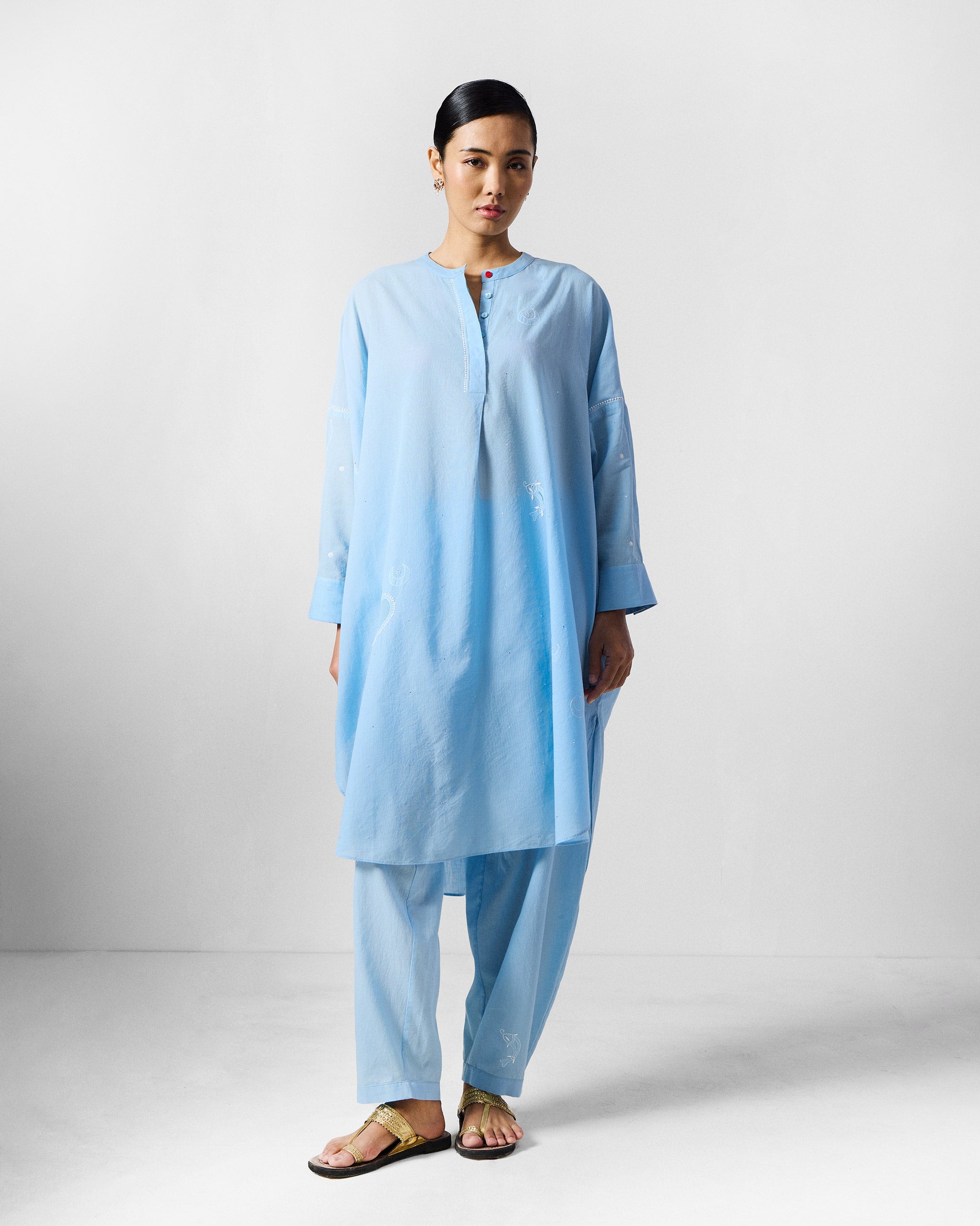 The Lazy Sunday Tunic Set - Ice Blue
