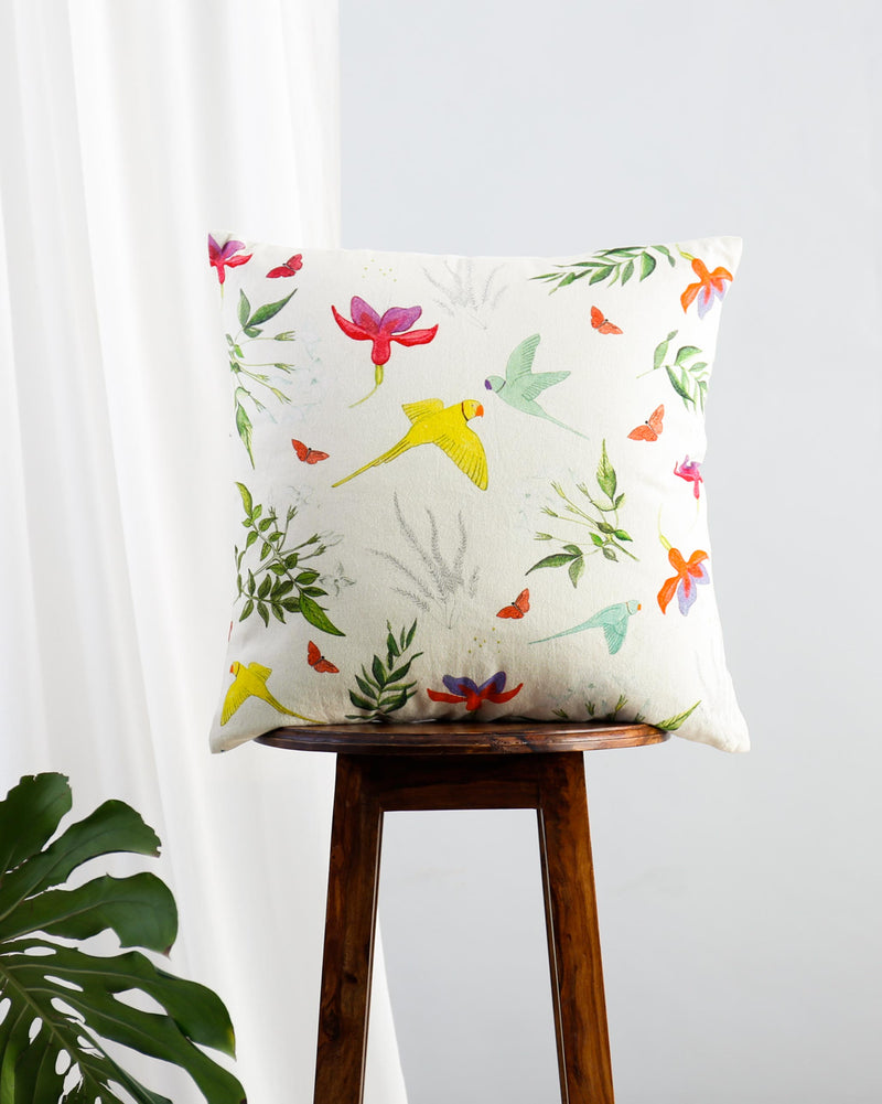 Verandah Botanical Cushion Cover - Ivory