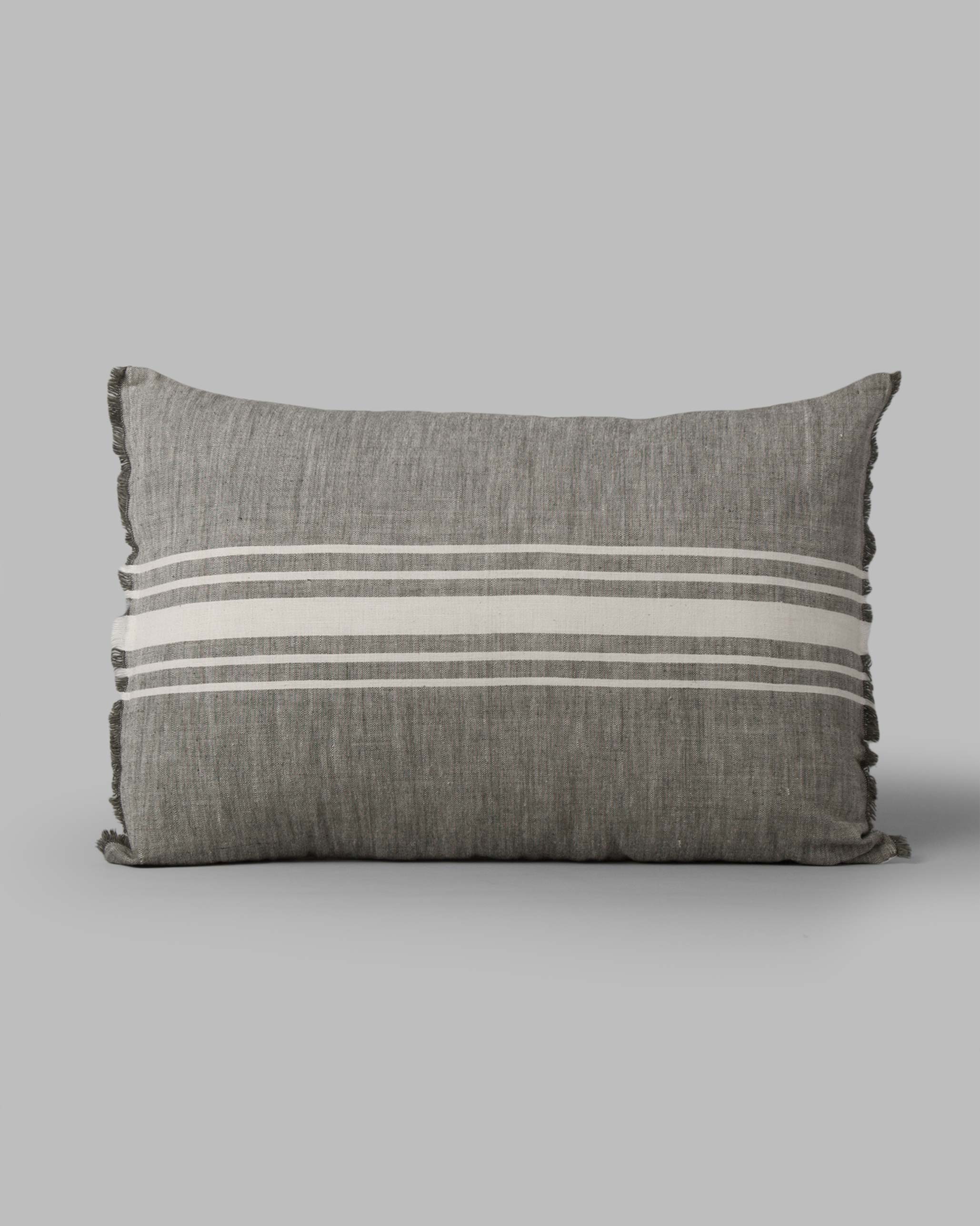 Alleppey French Stripes Pillow Cover - Grey & Ivory