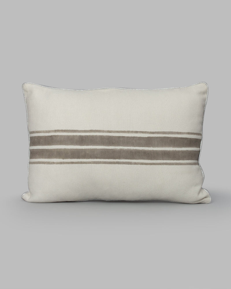 Alleppey French Stripes Pillow Cover - Ivory & Soft Grey