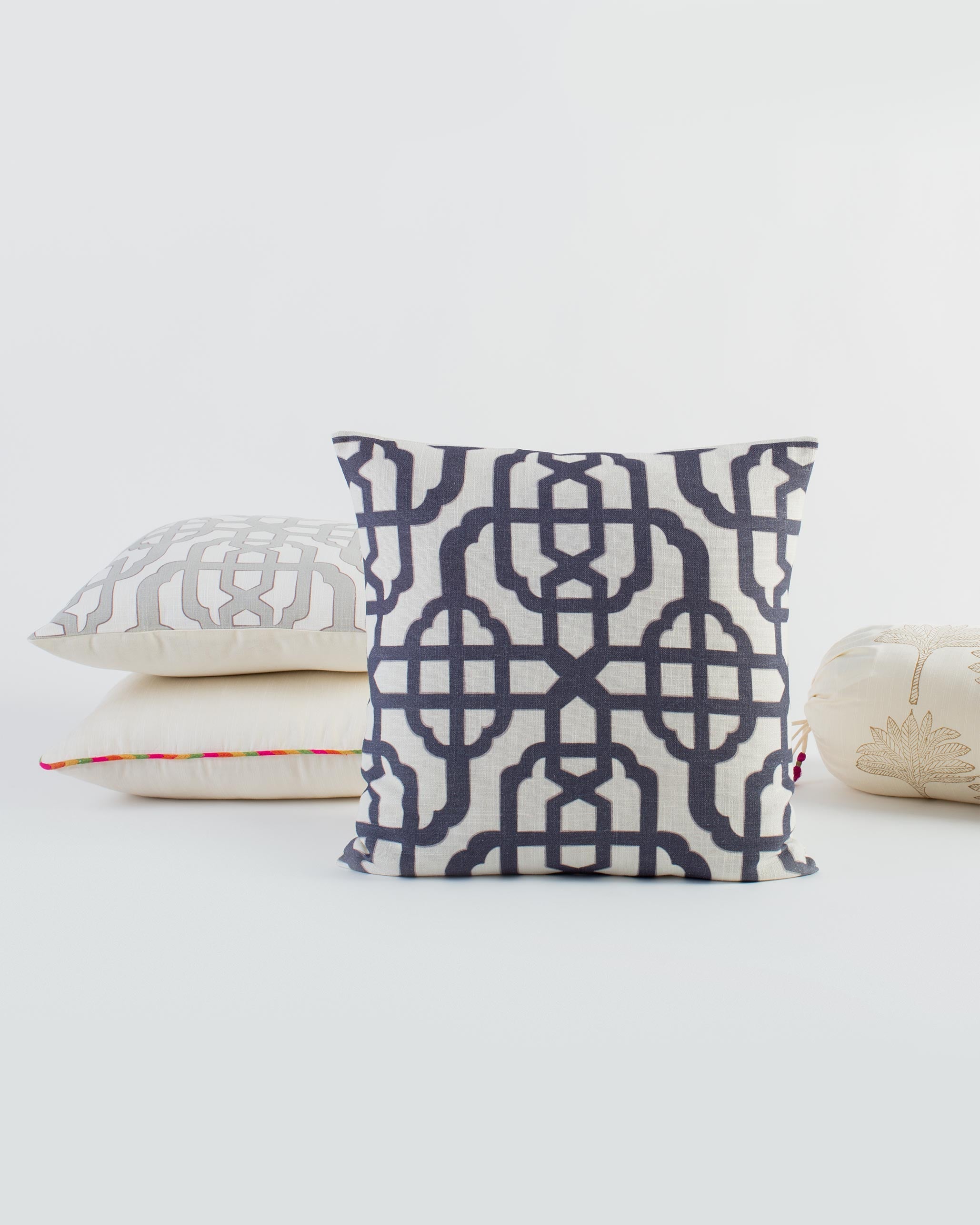 Trellis Cushion Cover - Charcoal
