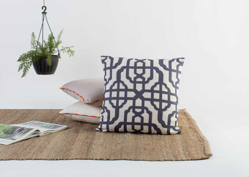 Trellis Cushion Cover - Charcoal