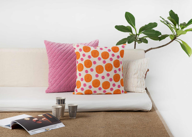 Marigold Rose Cushion Cover - Ivory