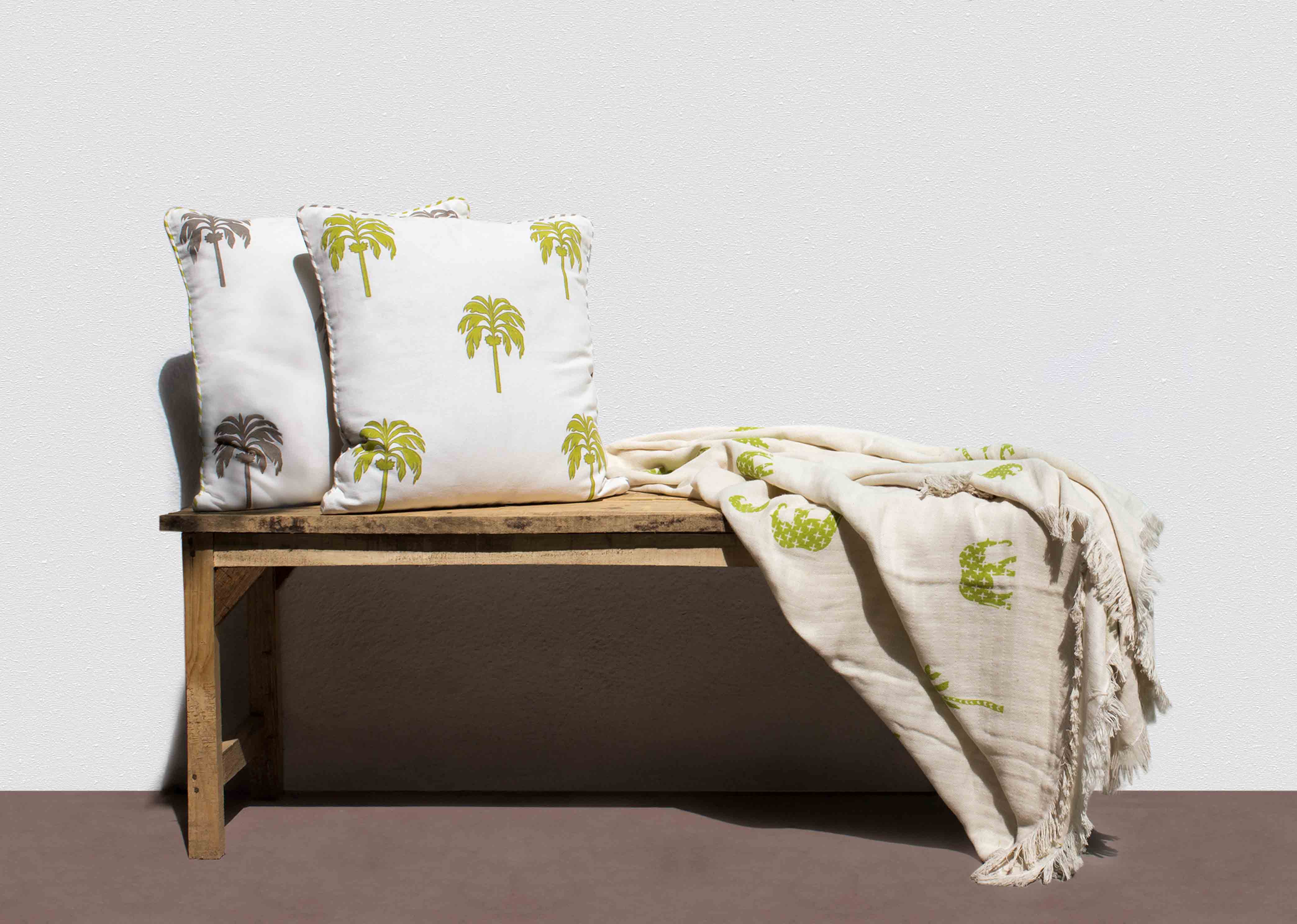 Colombo Palm Block Cushion Cover - Lime