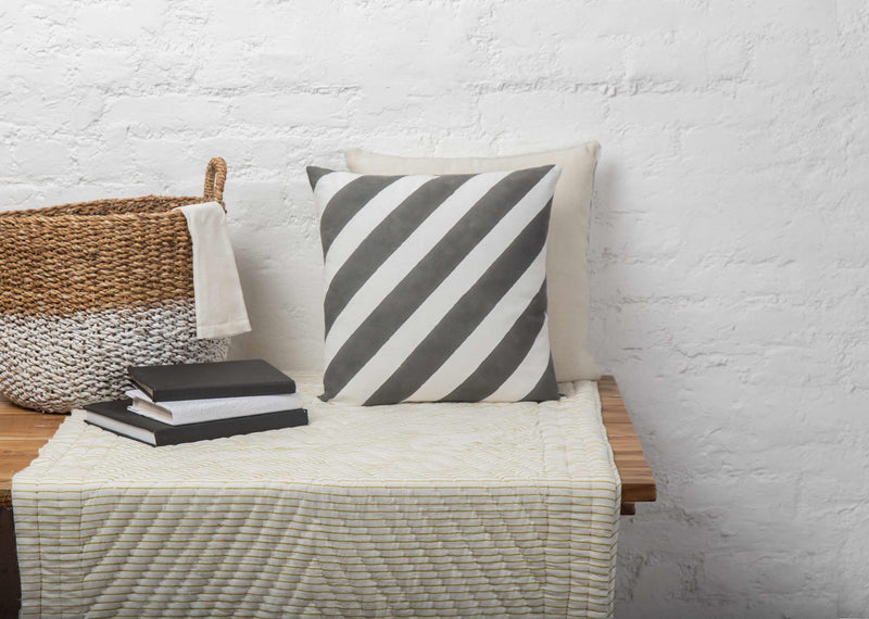 Verandah Candy Stripe Cushion Cover - Charcoal