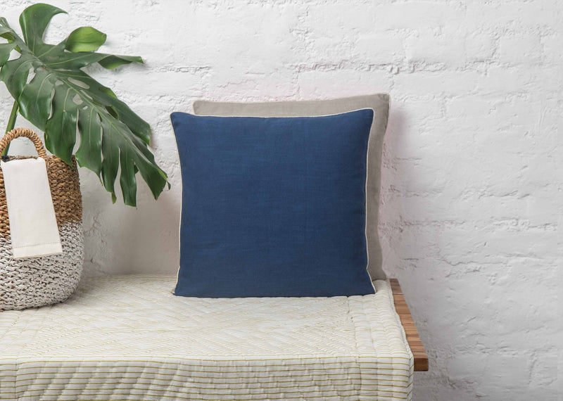 Verandah Reversible Cushion Cover - Indigo & Grey