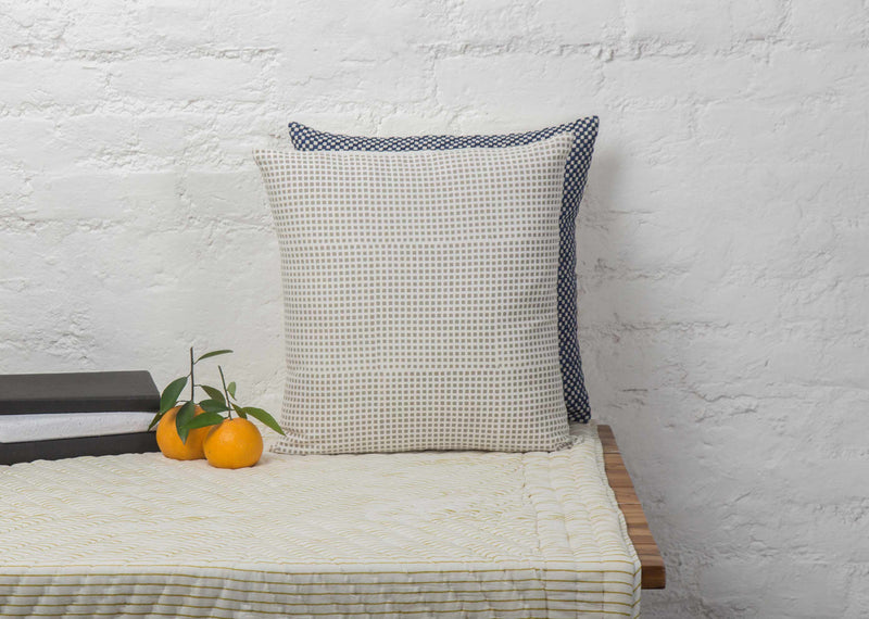 Verandah Checkered Block Cushion Cover - Grey