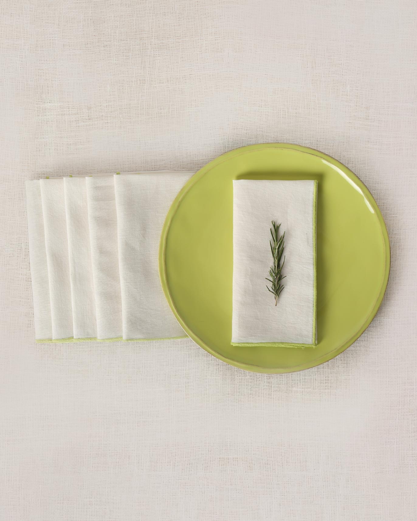 Verandah Dinner Napkins (Set of 6) - Ivory & Lime