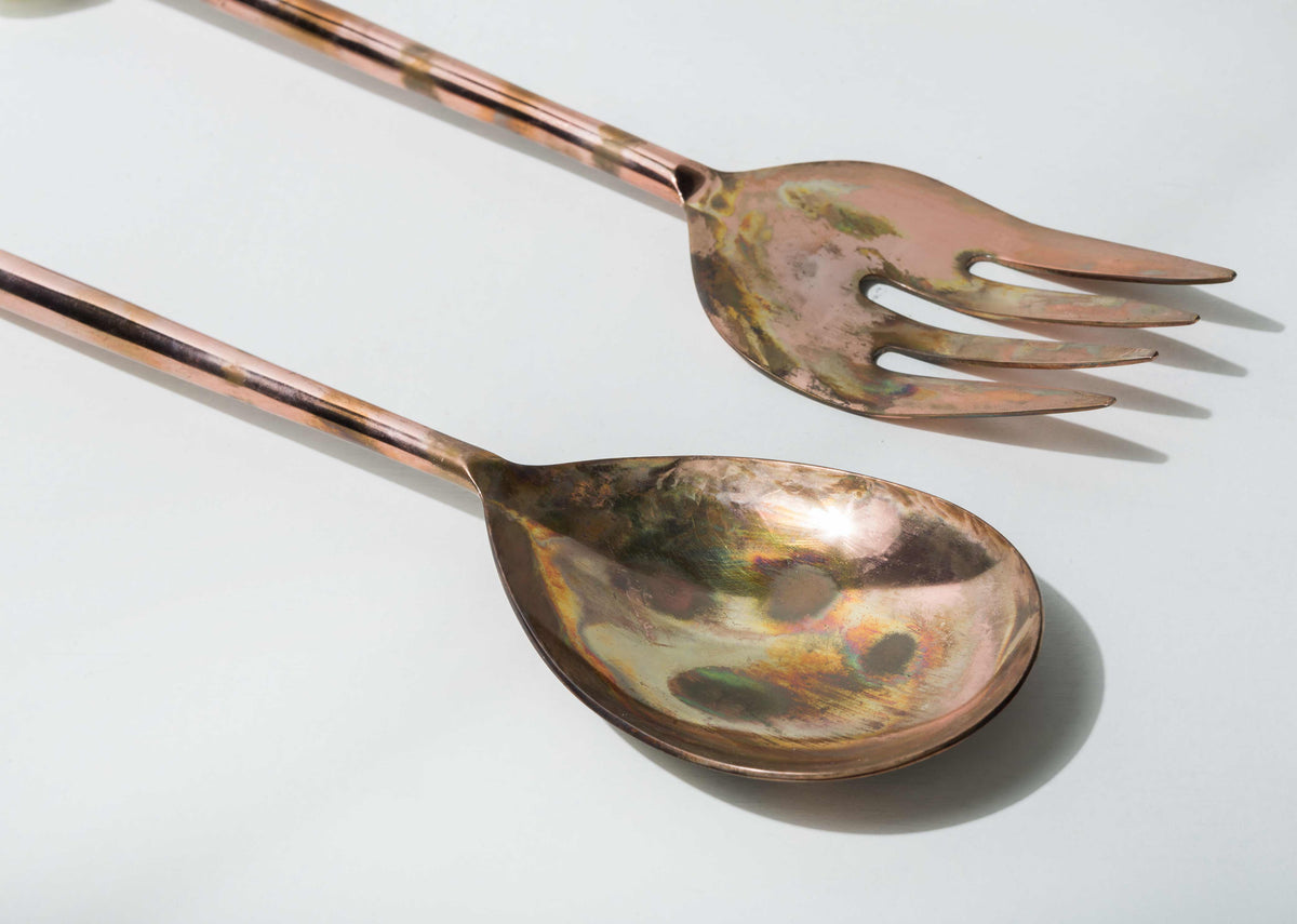 Close-up of the Bentota Salad Servers showing the spoon bowl and fork tines.