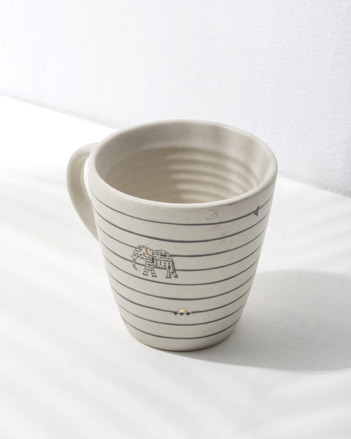 Overhead view of the Ceylon conical mug, showing its ridged inner wall.