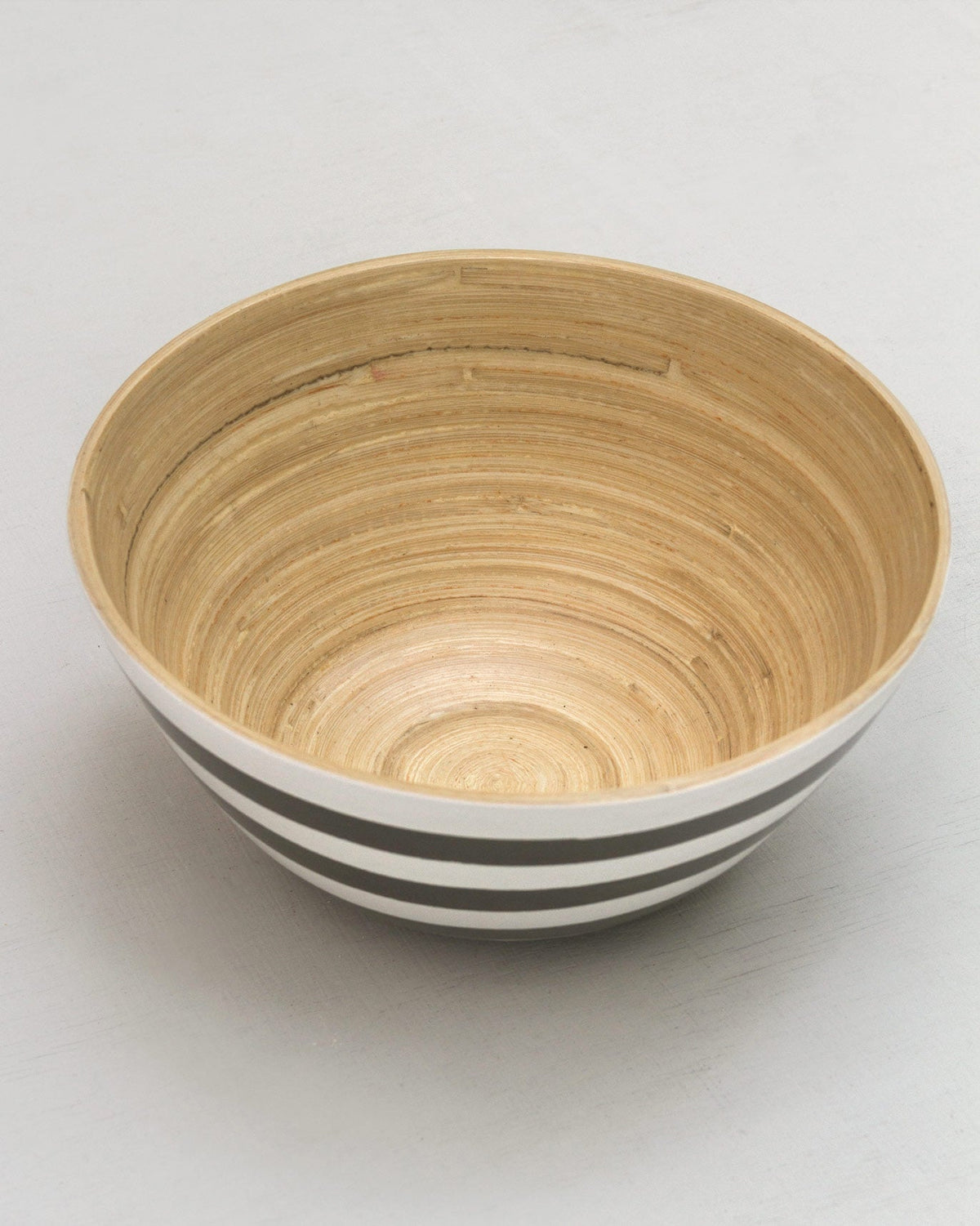 Close-up of the Bamboo Soup & Noodle Bowl interior above its striped band.
