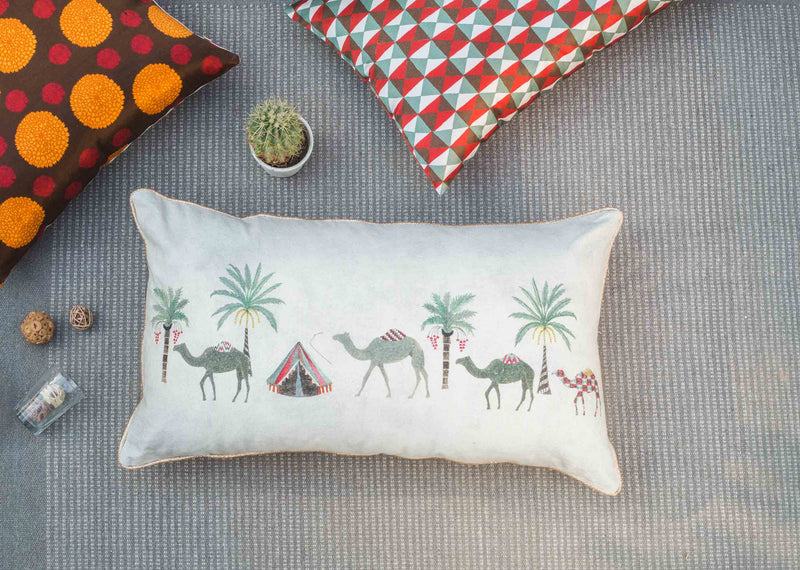 Camel Parade Lumbar Cushion Cover