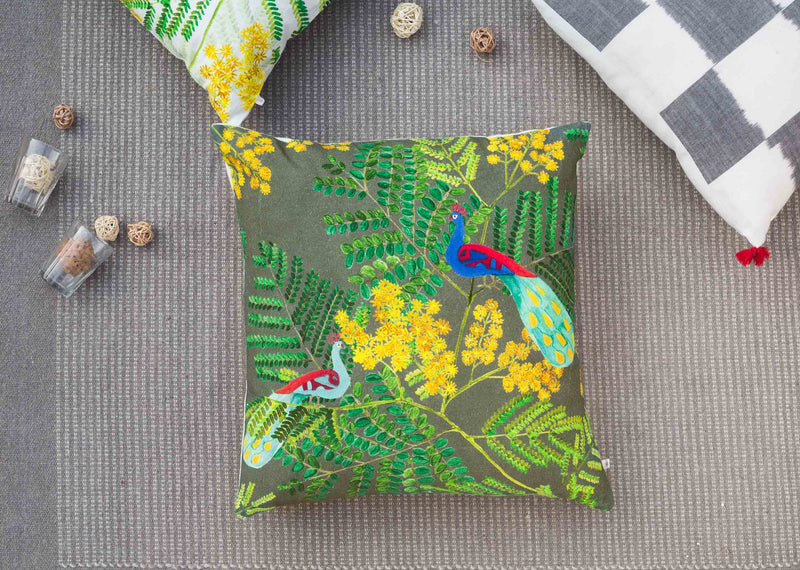 Peacock Babul Cushion Cover