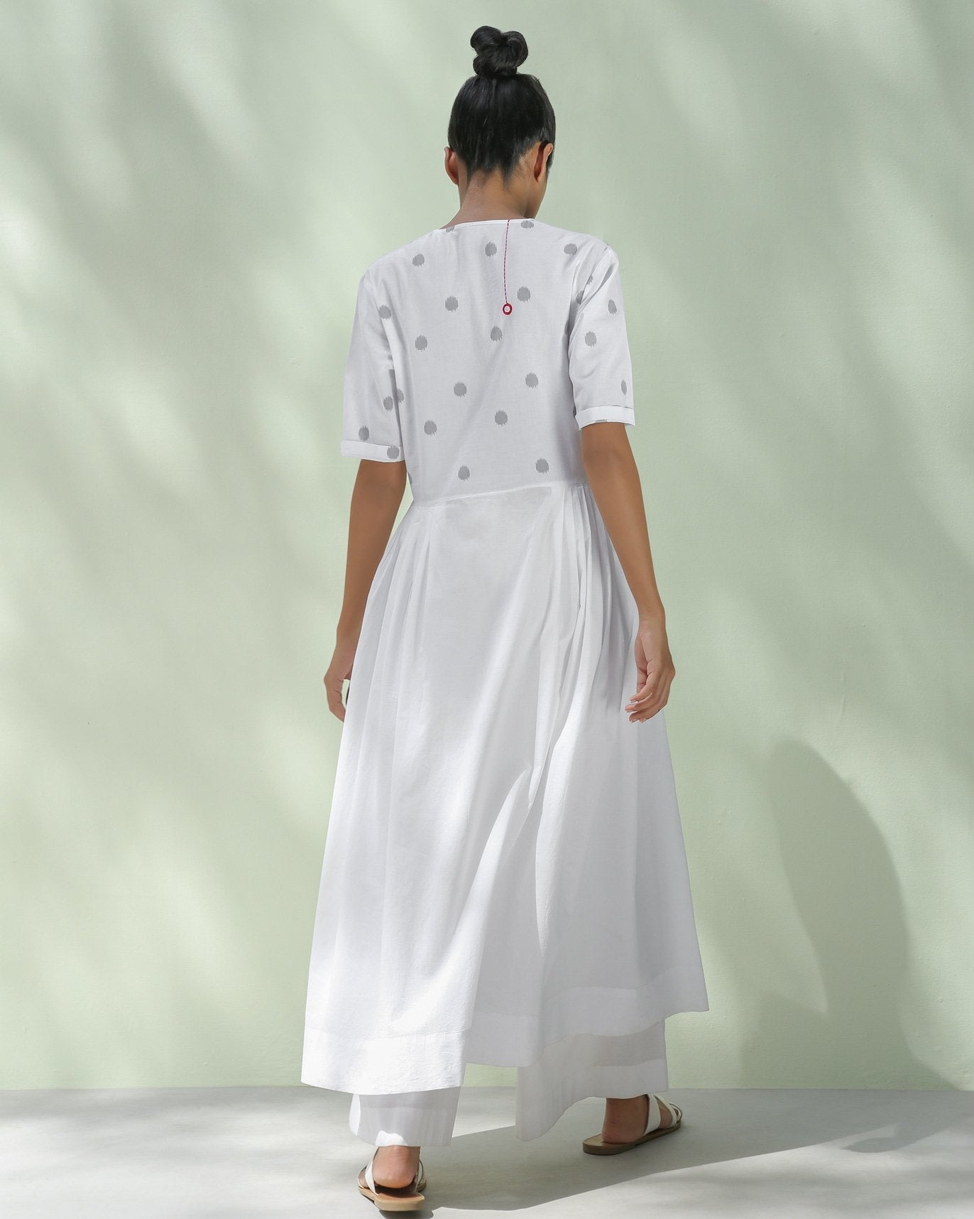 Front Overlap Yoke Kurta - Grey Ikat