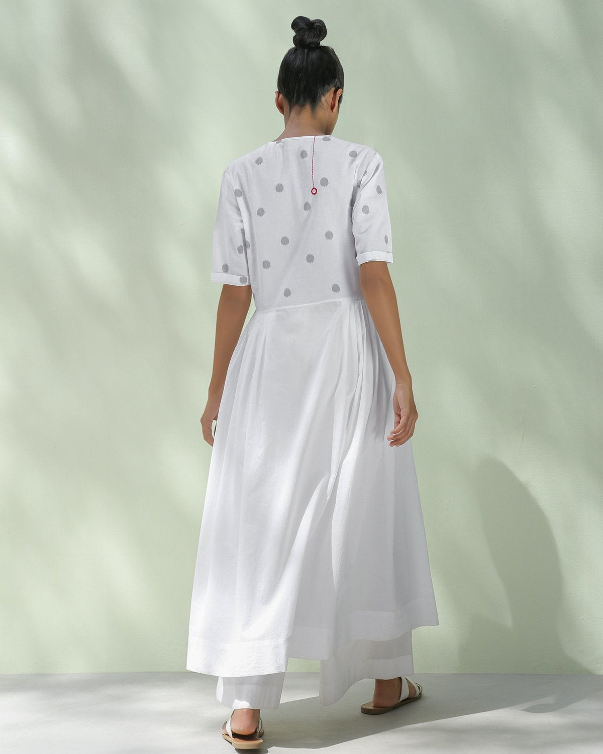 Front Overlap Yoke Kurta - Grey Ikat