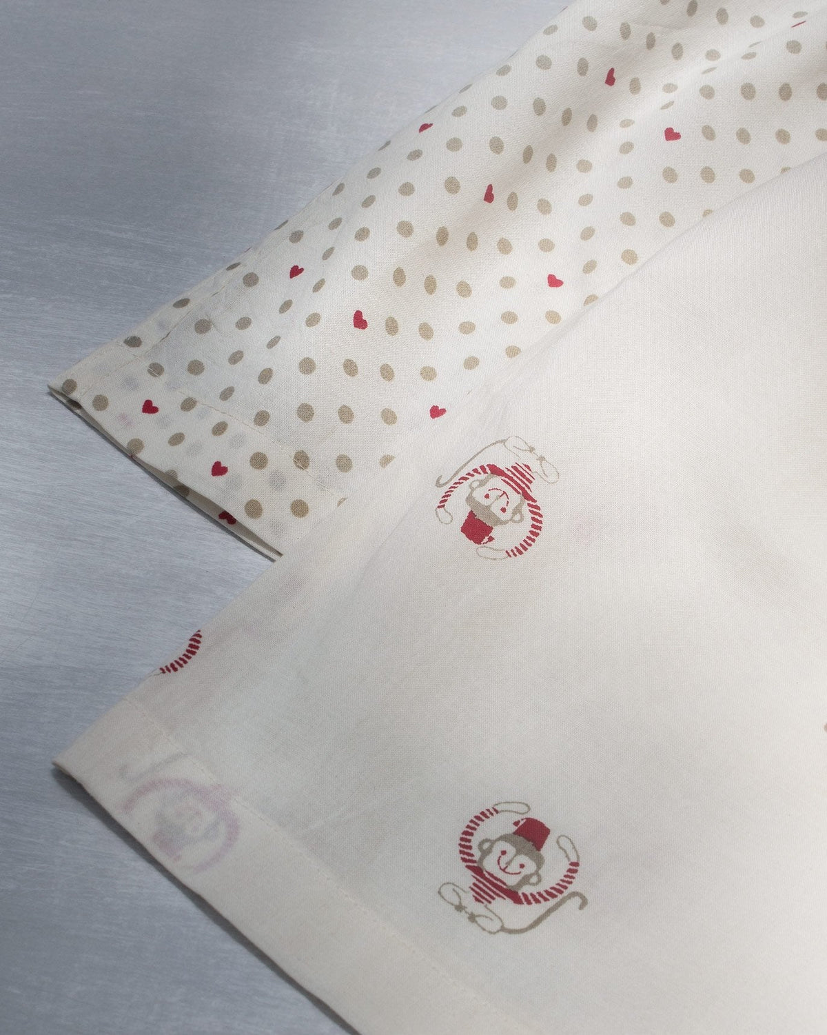 Close-up of Going Bananas Print Boxers showing monkey motifs and red heart dots.