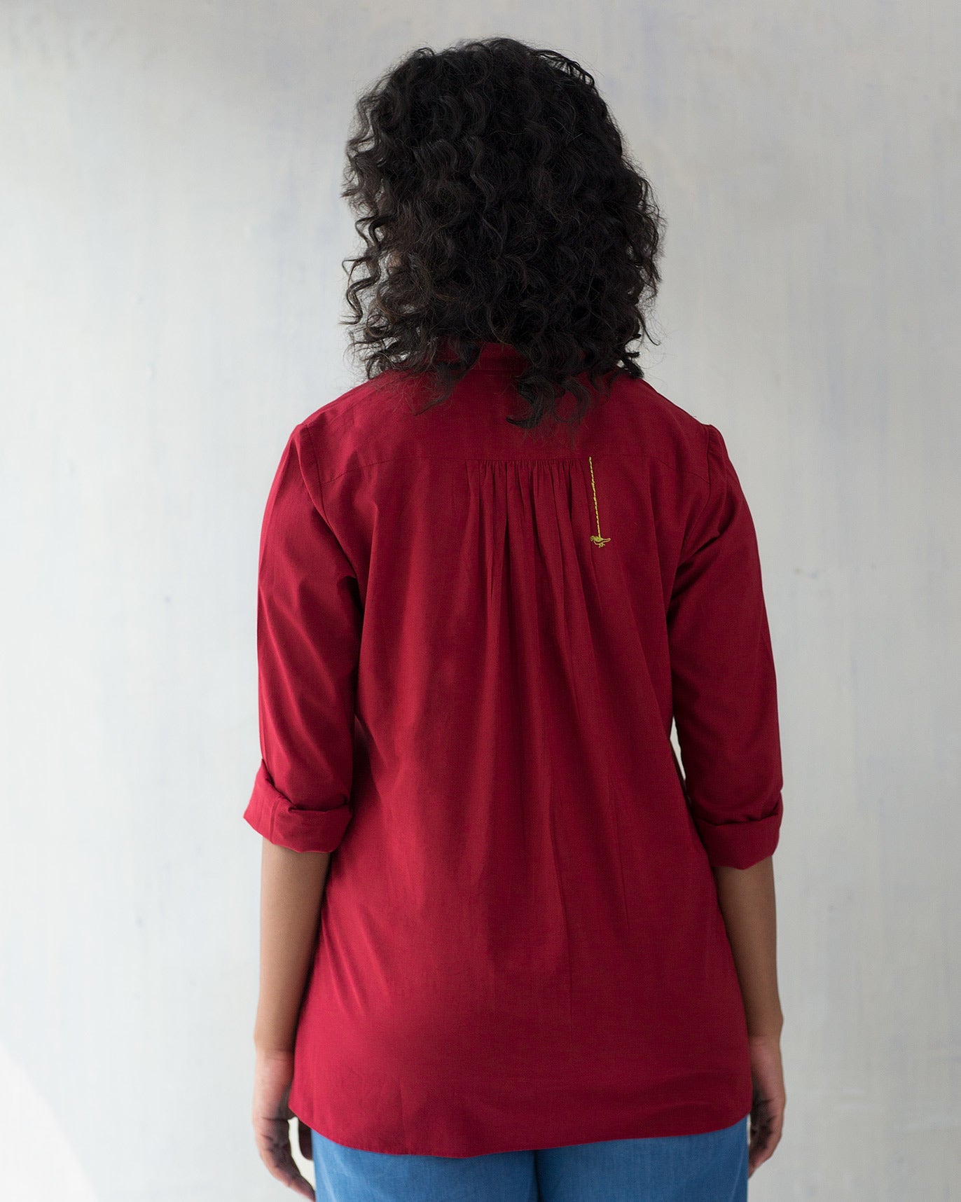 Mandarin Collar Top - Red