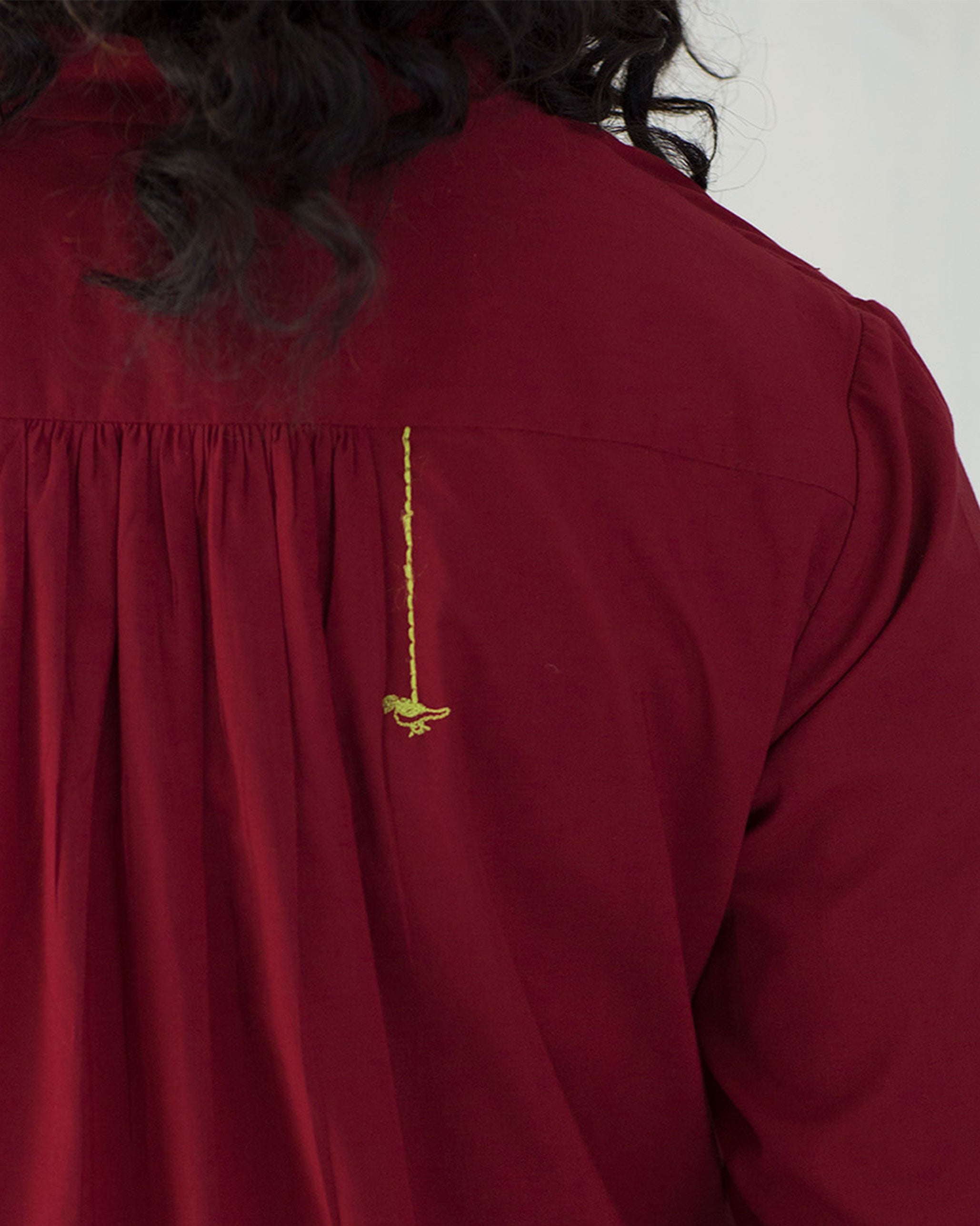 Mandarin Collar Top - Red