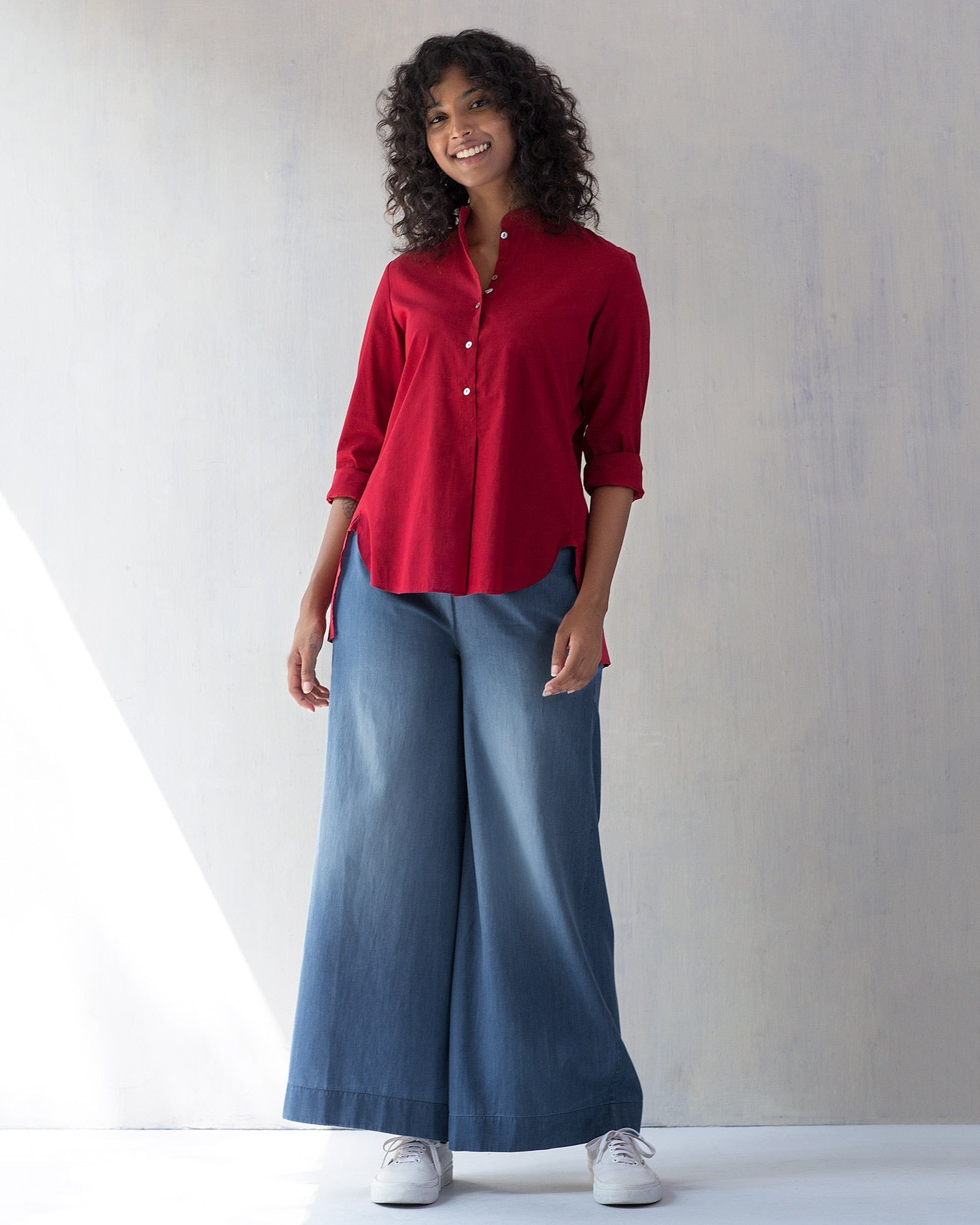 Mandarin Collar Top - Red