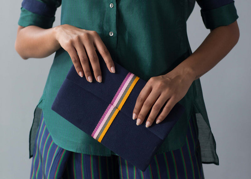 Fold Over Clutch - Navy