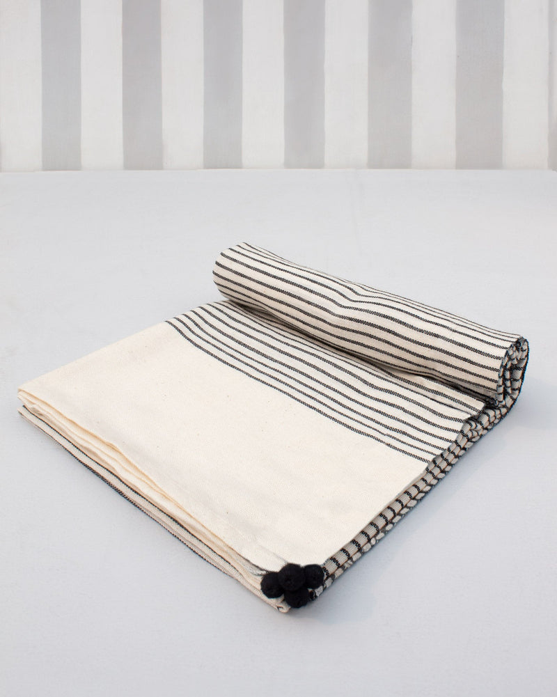 Stripe Beach Throw - Black on White