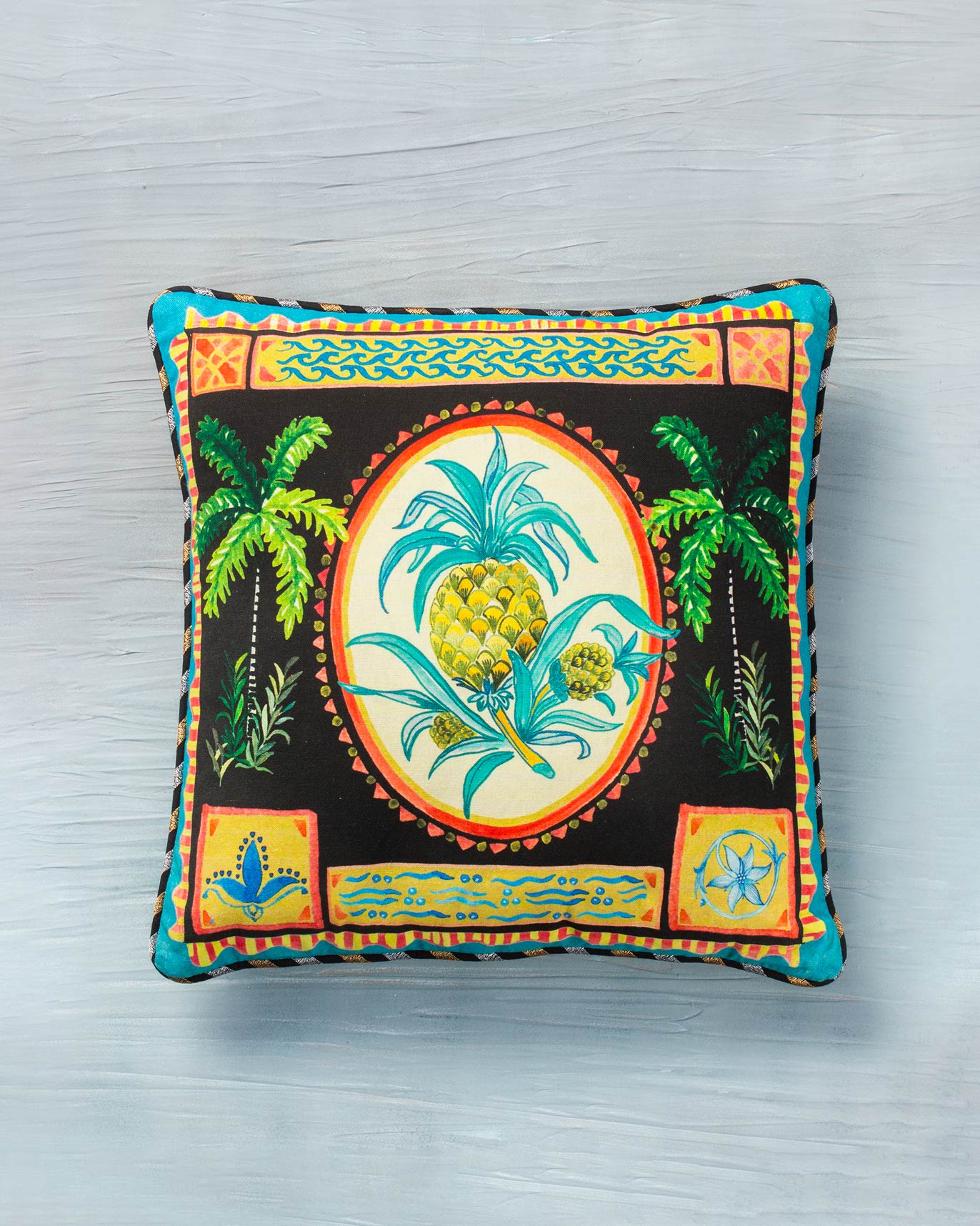 Pineapple Stamp Cushion Cover - Charcoal