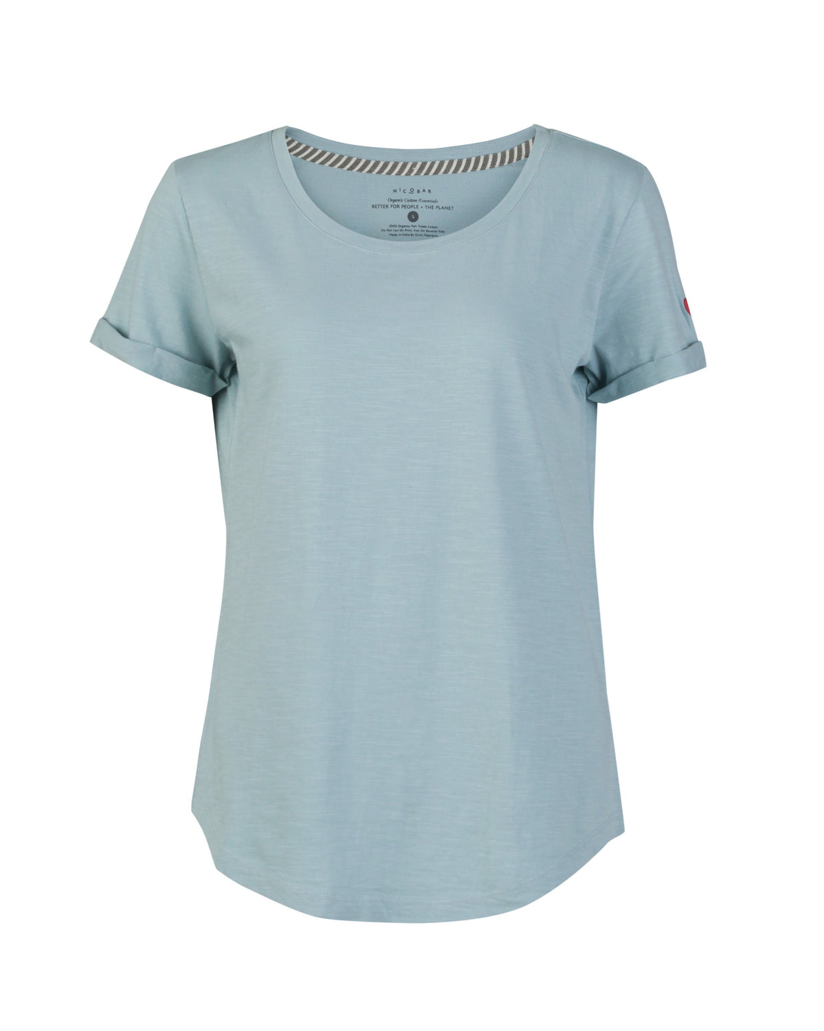 Pale blue Basic T-shirt laid flat against a white background.
