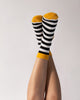 Mime Stripe Socks - Black & Ivory