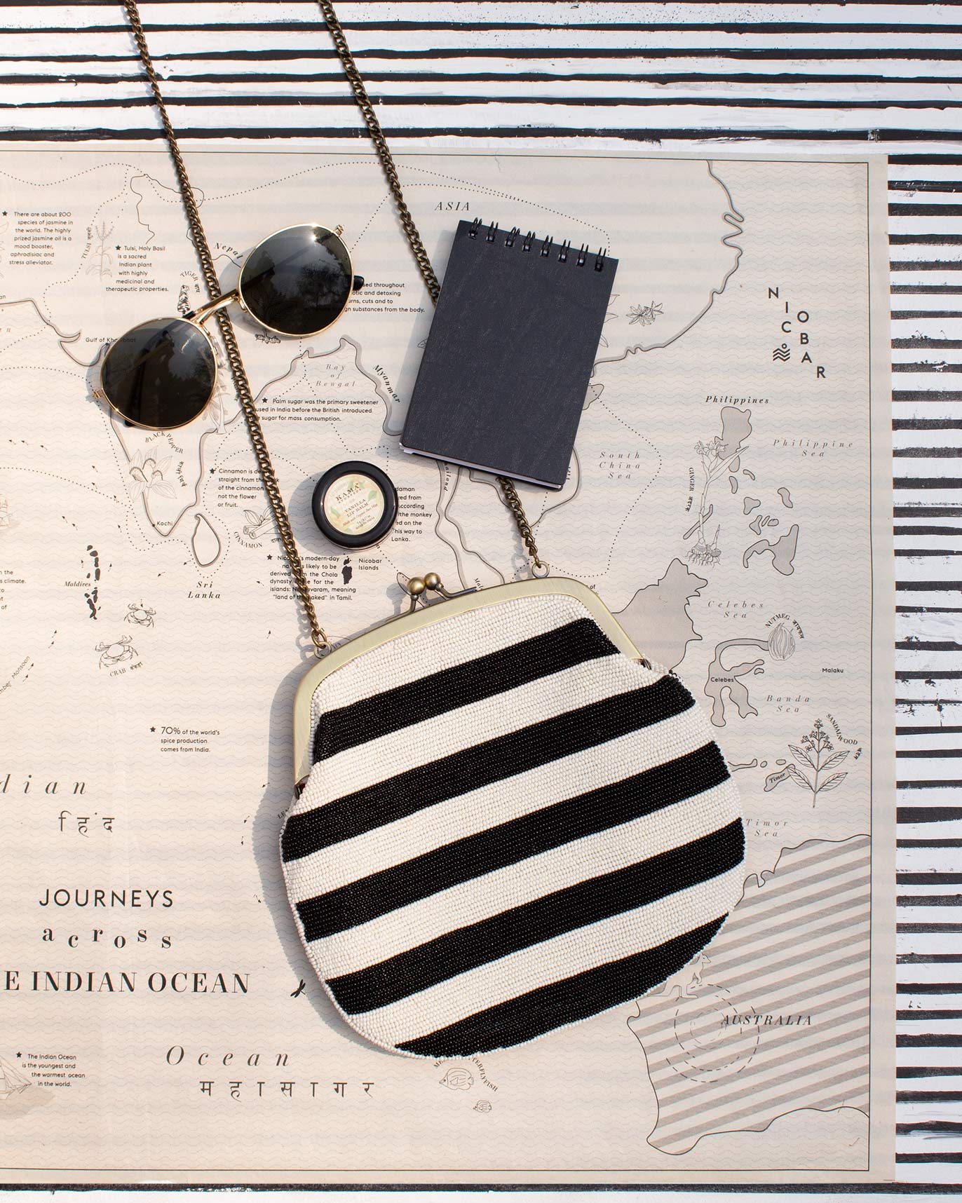 Sling Bag - Black & White Stripes