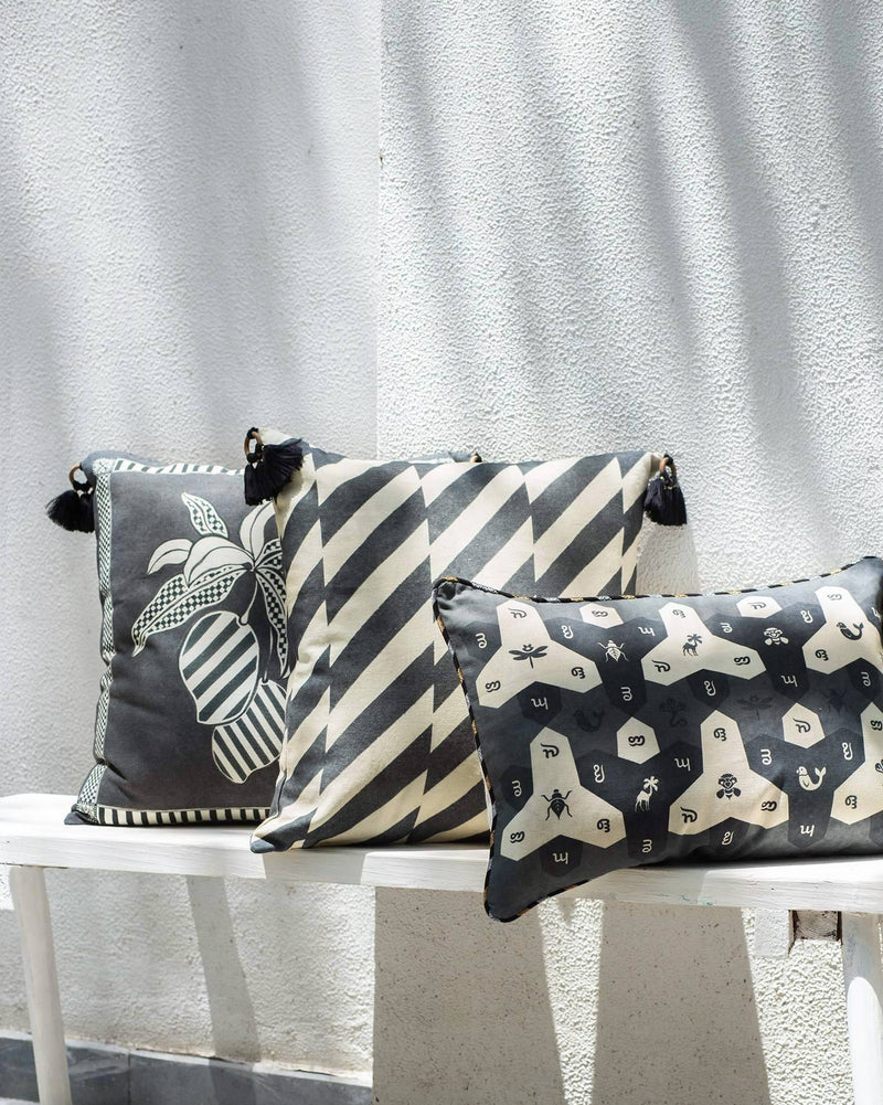 Nizara Pillar Cushion Cover - Charcoal