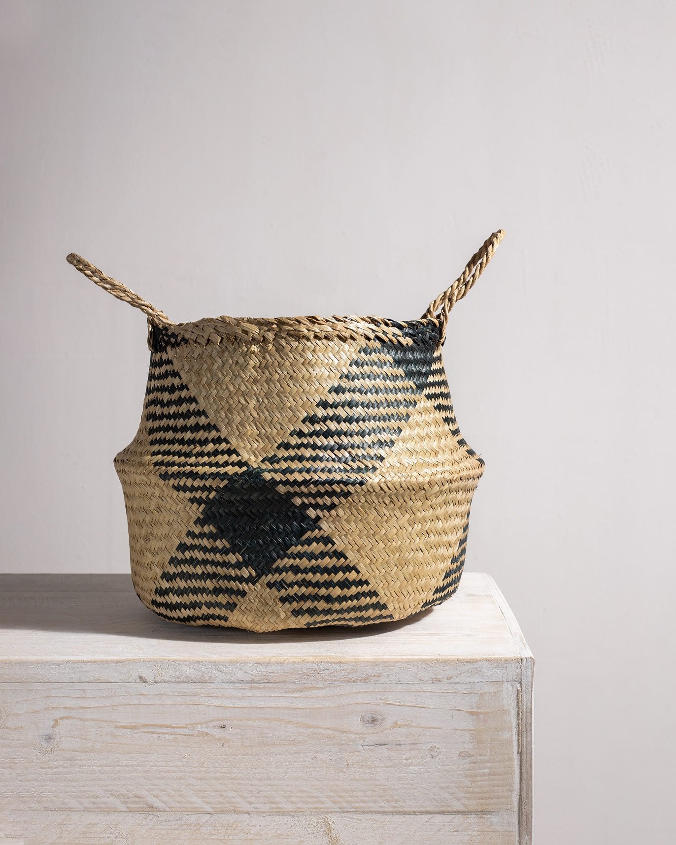 Seagrass Belly Basket - Natural & Black