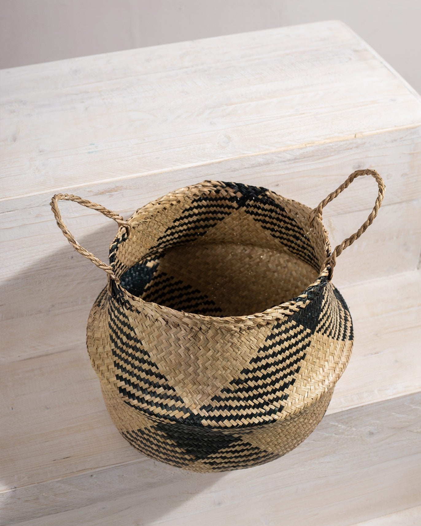 Seagrass Belly Basket - Natural & Black