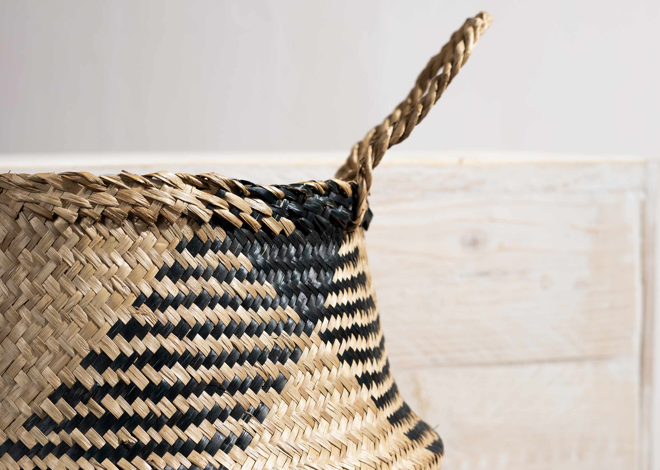 Seagrass Belly Basket - Natural & Black