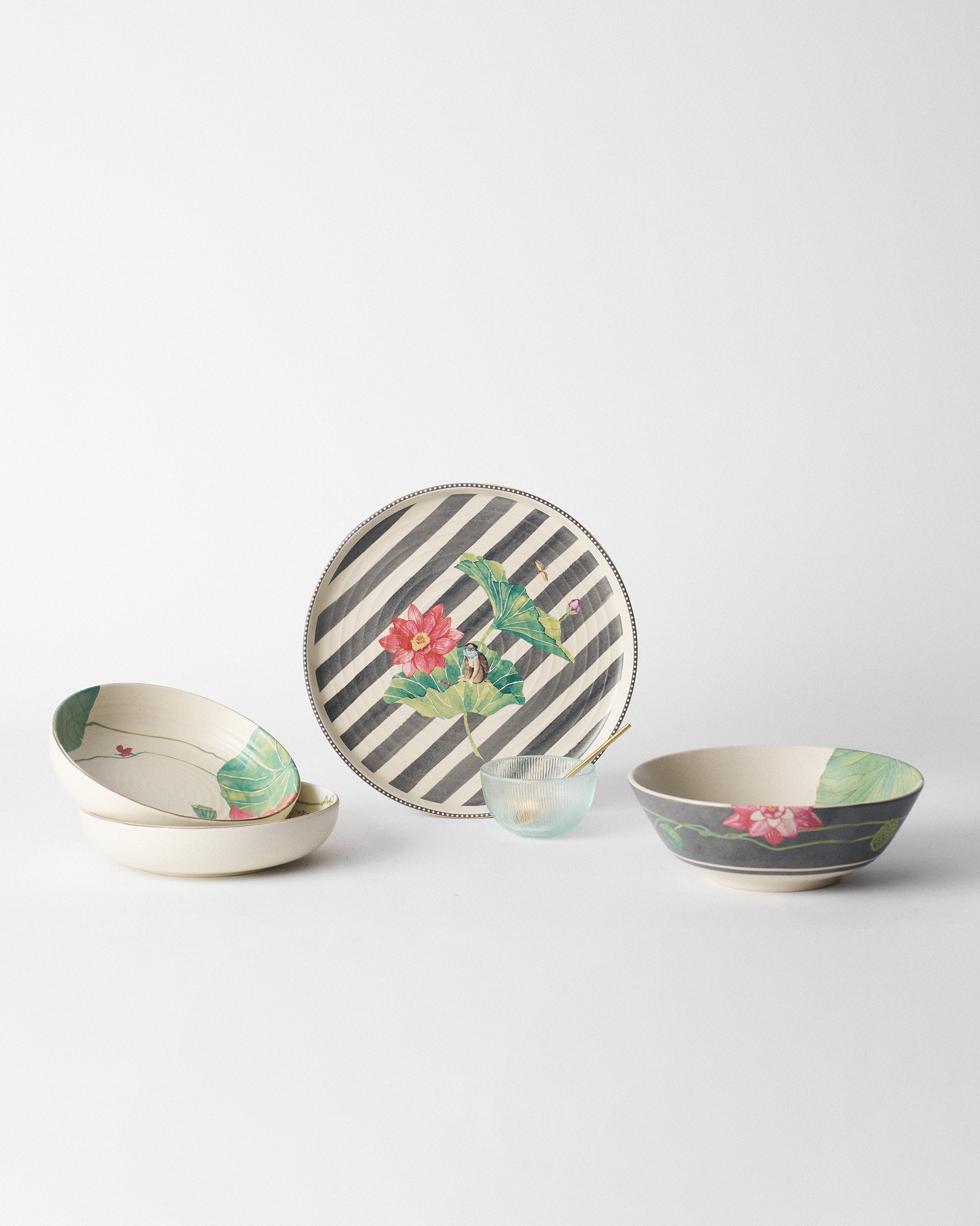 Lotus Garden Shallow Bowl - Set of 2