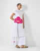 Short Sleeve Kurta Set - White & Fuchsia