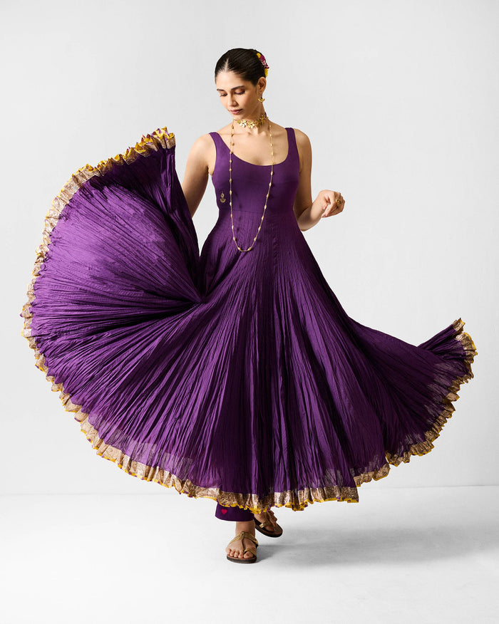 The Kochi Kurta Set - Purple & Gold