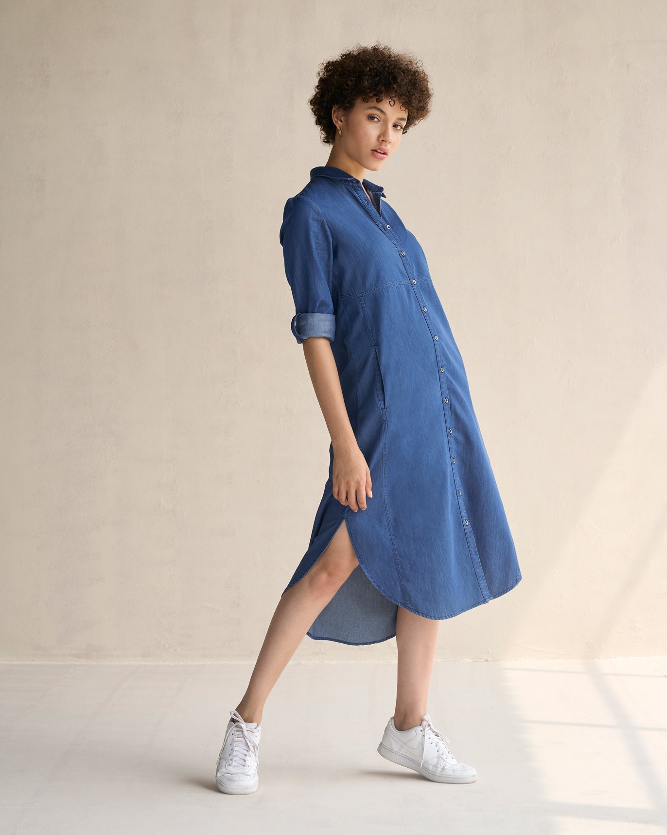 Pristine Long Shirt Dress - Blue